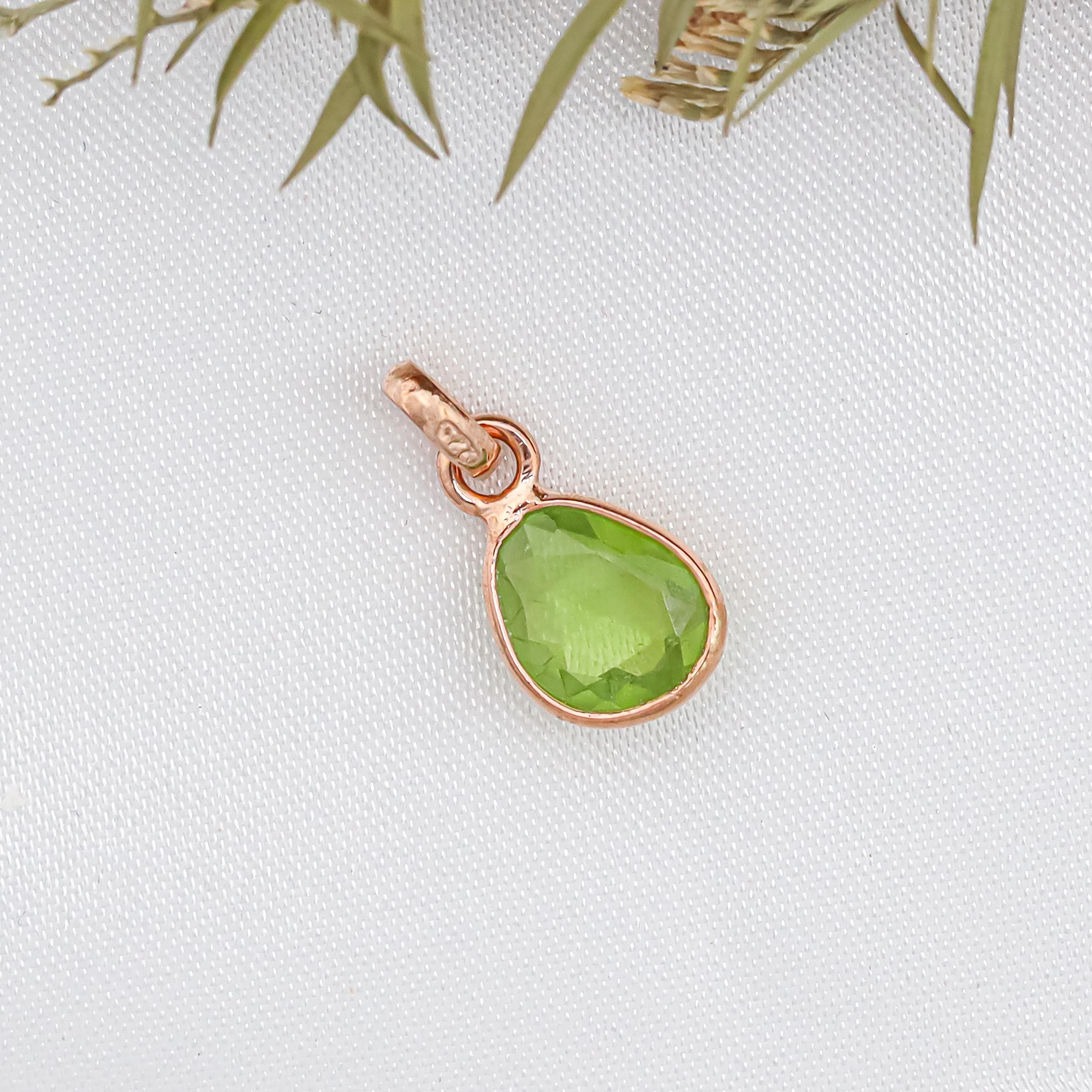 Raw Peridot Pendant: Sterling Silver Boho Necklace, August Birthstone