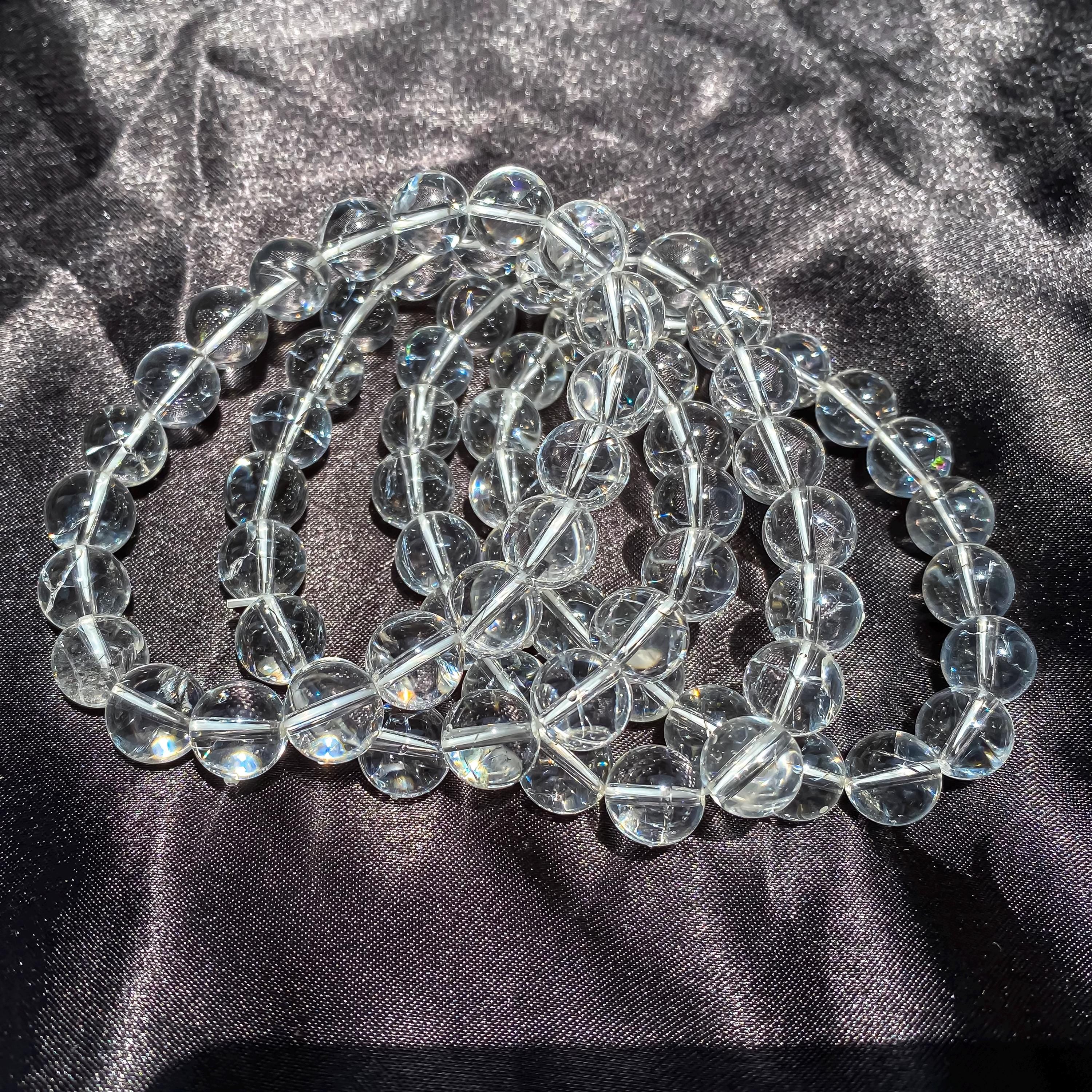 Himalayan Clear Quartz Bracelet: Rainbow Inclusions, Spiritual Healing