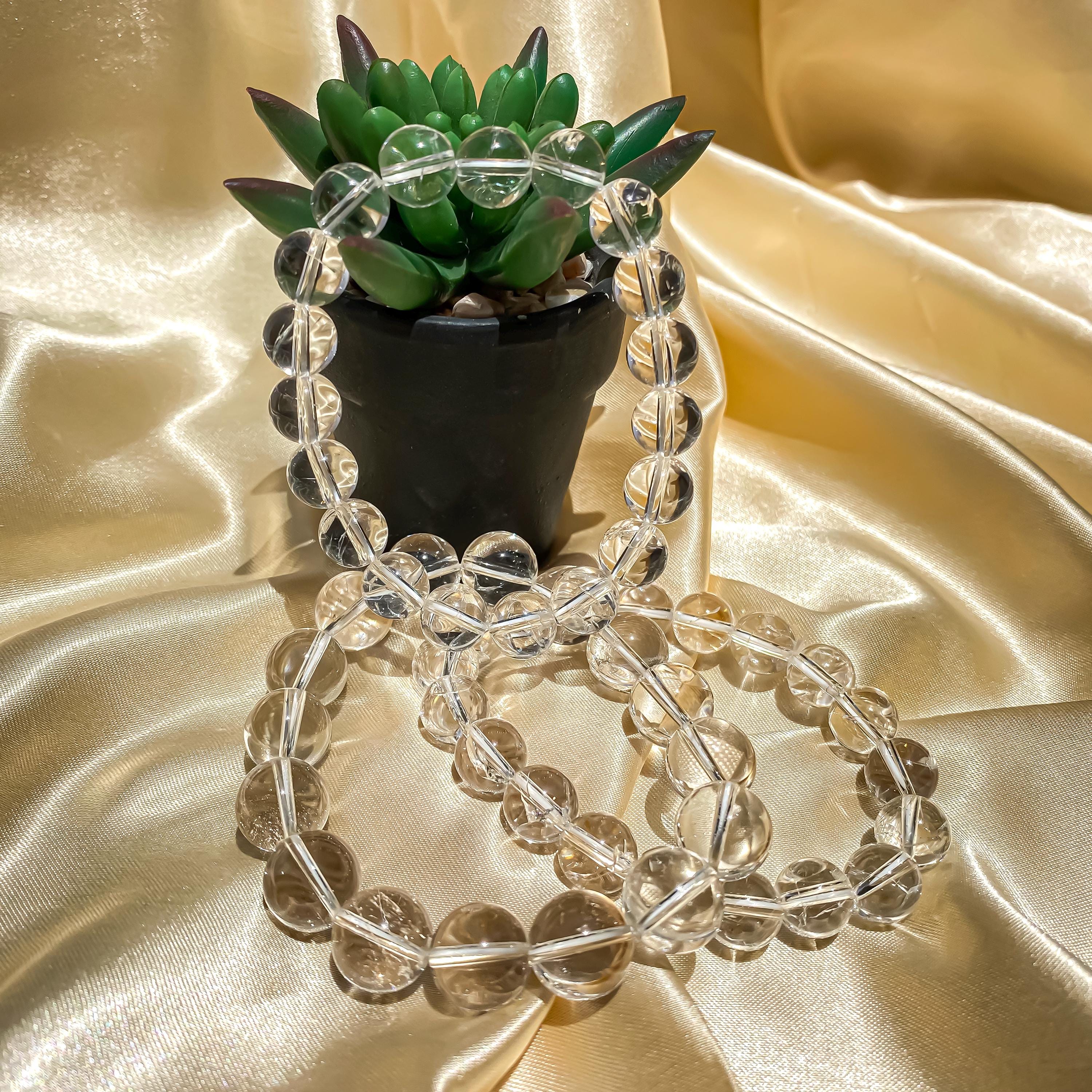 Himalayan Clear Quartz Bracelet: Rainbow Inclusions, Spiritual Healing