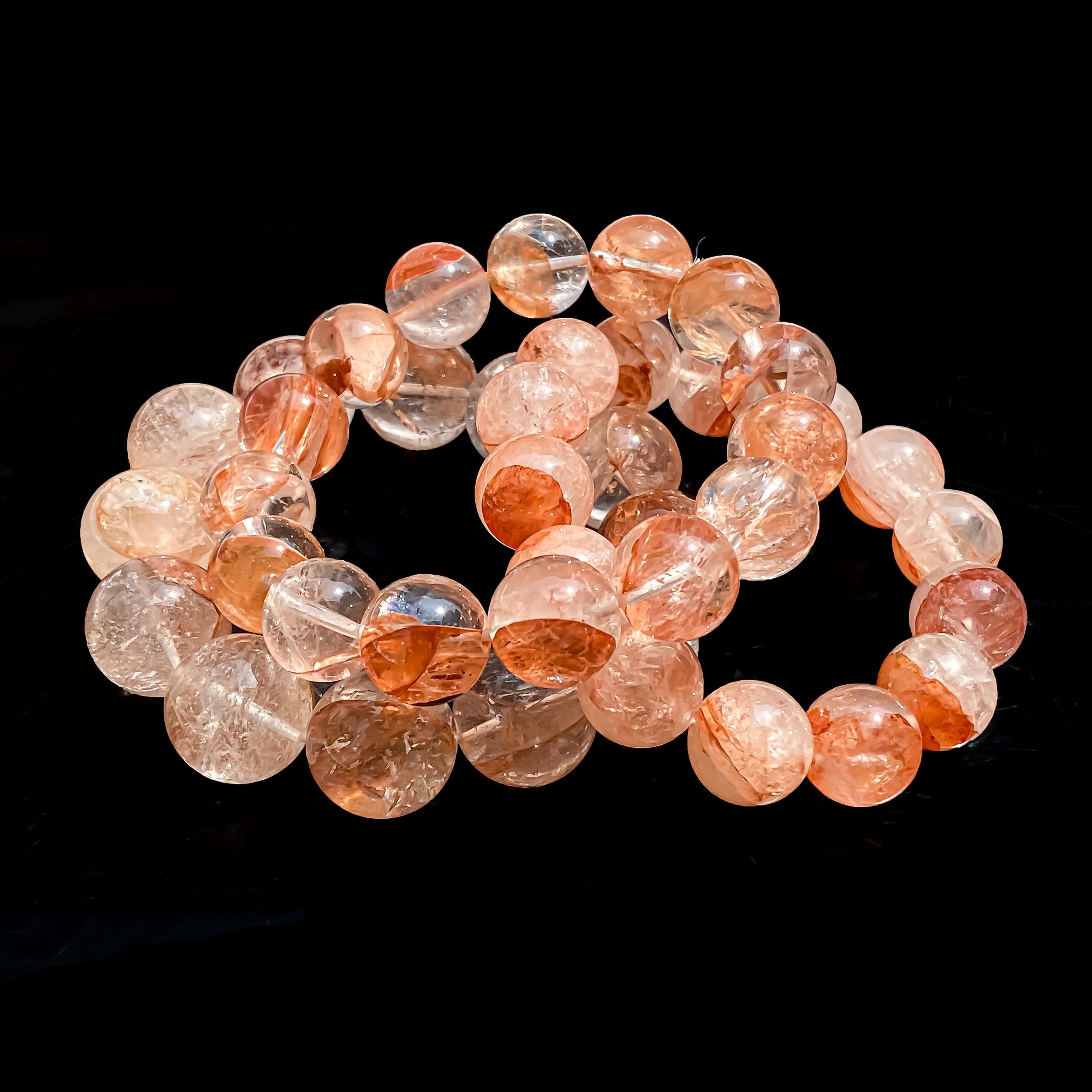 Himalayan Pink Quartz Crystal Bracelet: Natural Stone Beaded Jewelry