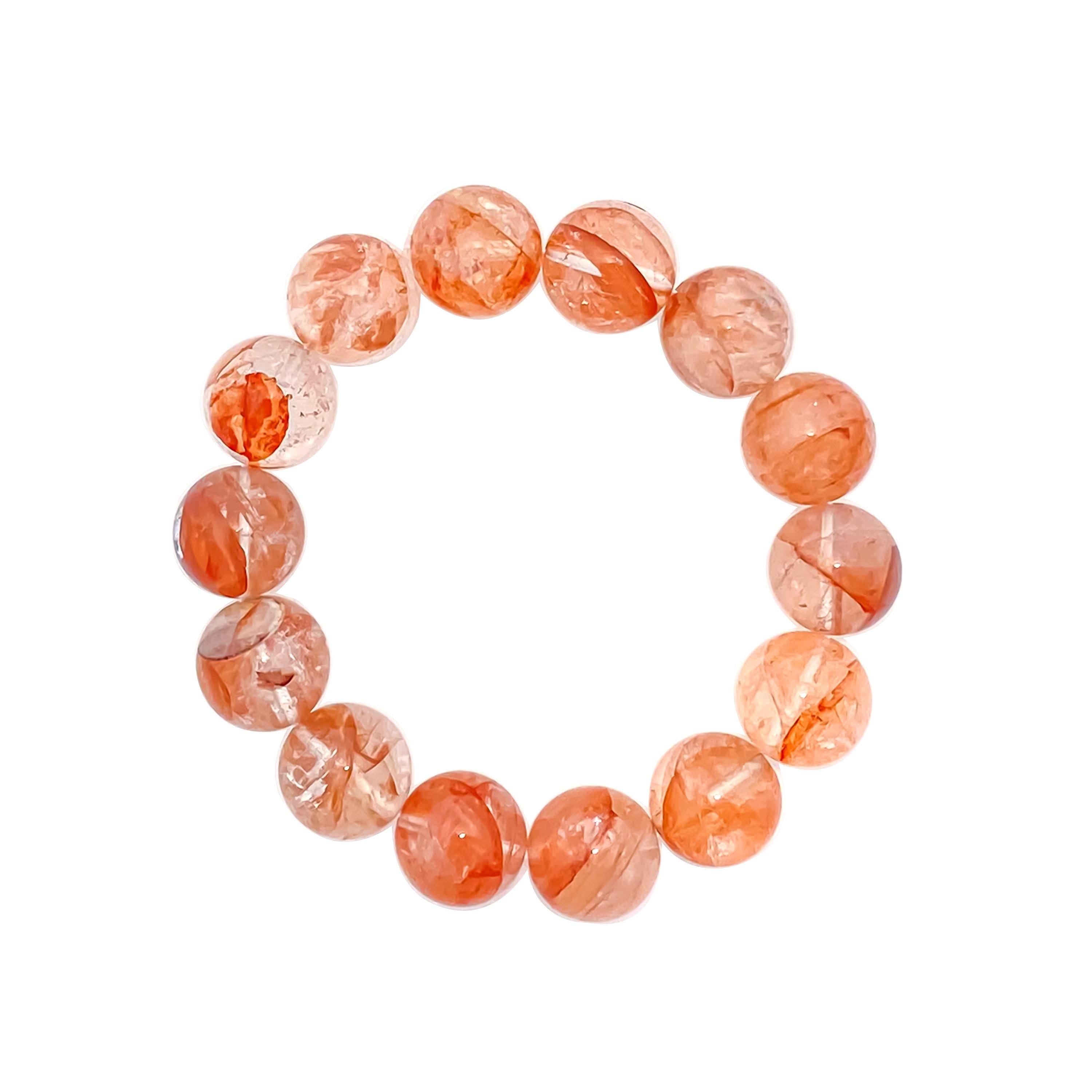 Himalayan Pink Quartz Crystal Bracelet: Natural Stone Beaded Jewelry