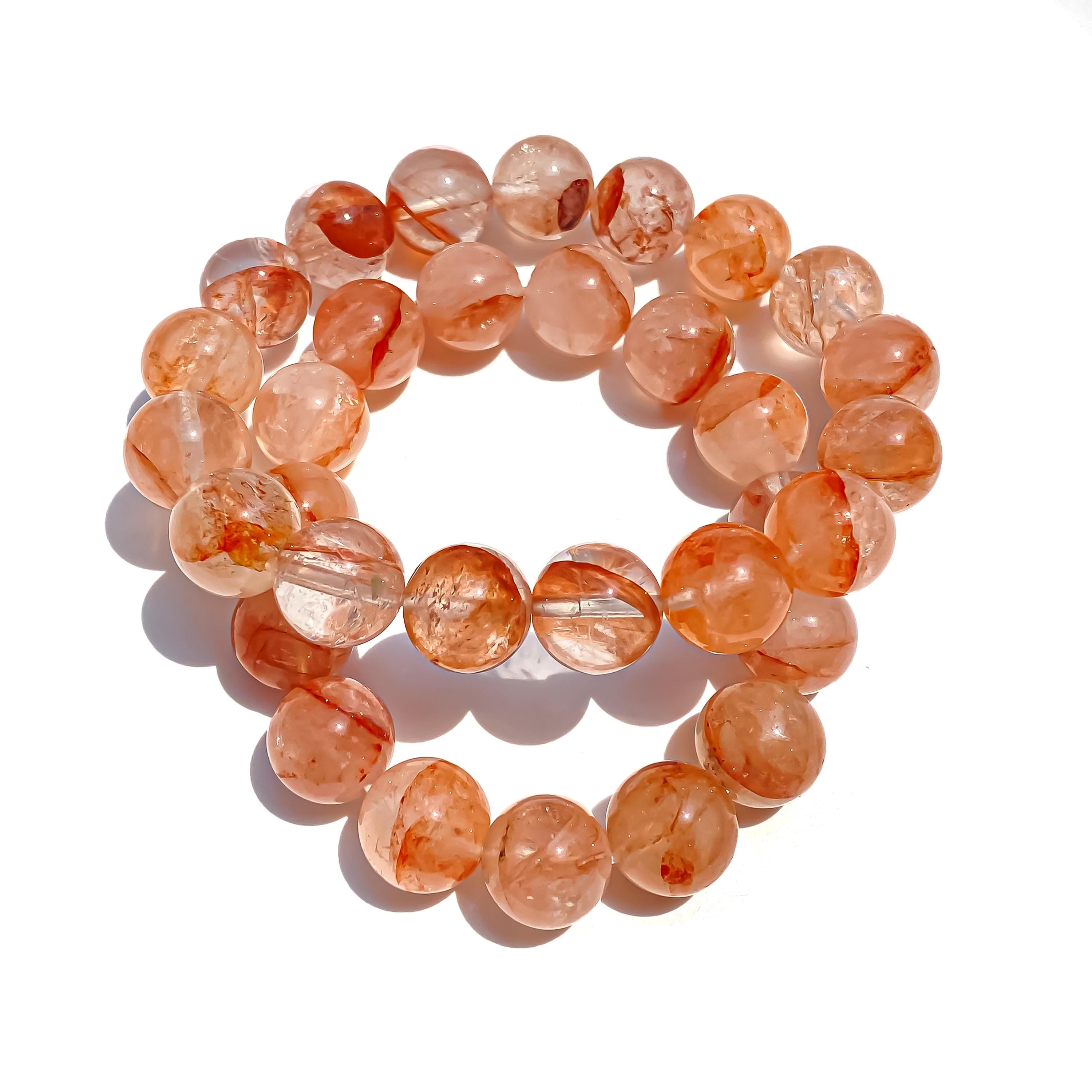 Himalayan Pink Quartz Crystal Bracelet: Handmade Gemstone Healing Jewelry