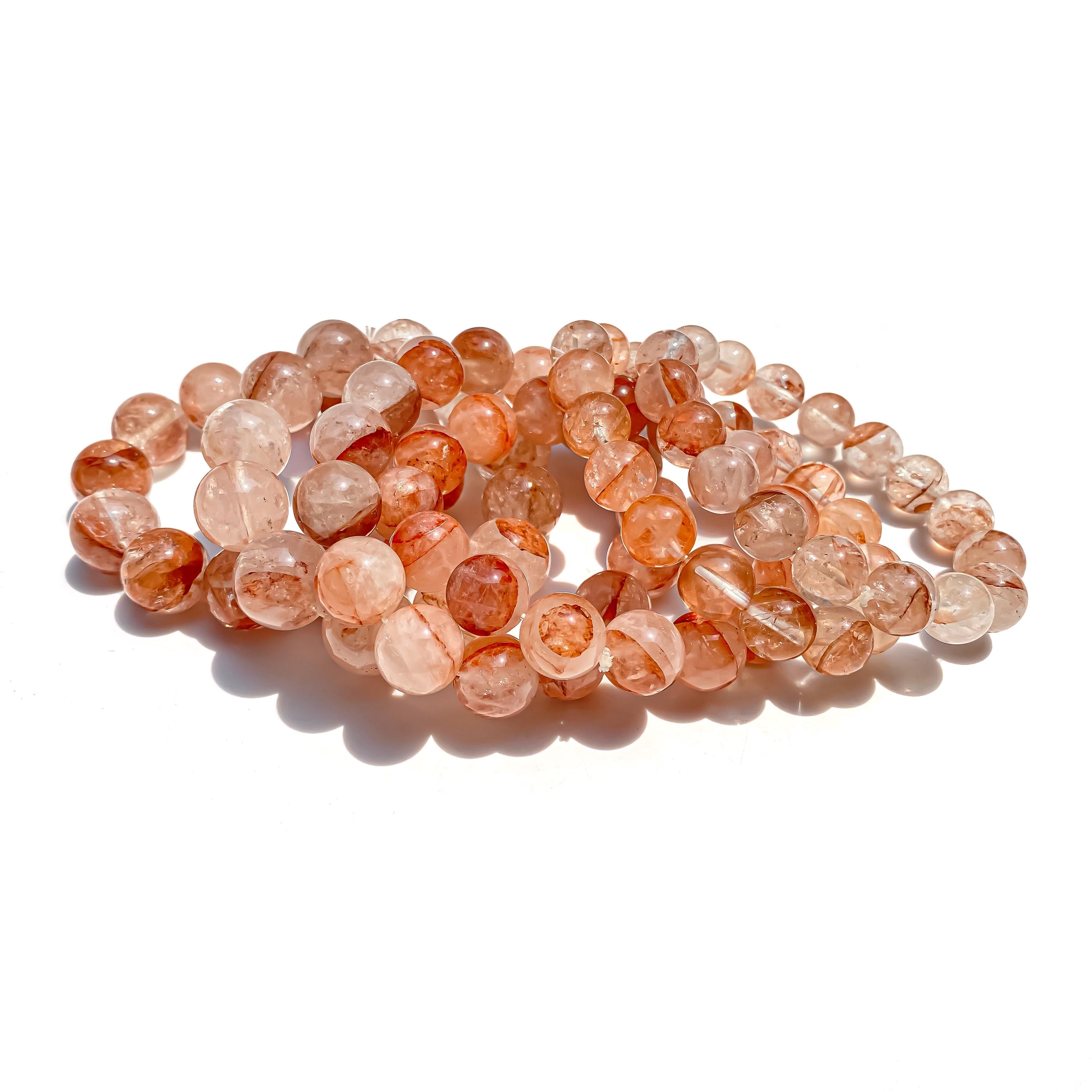 Himalayan Pink Quartz Crystal Bracelet: Handmade Gemstone Healing Jewelry