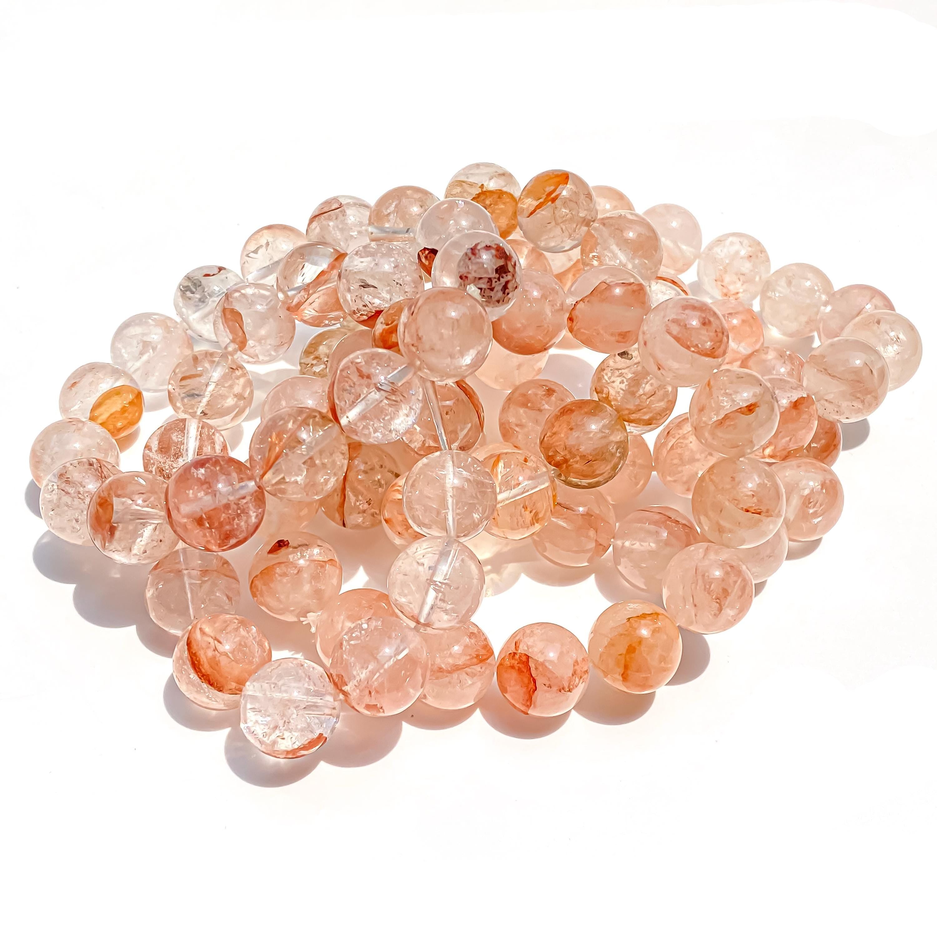 Himalayan Pink Quartz Bracelet: Natural Crystal Gemstone Jewelry