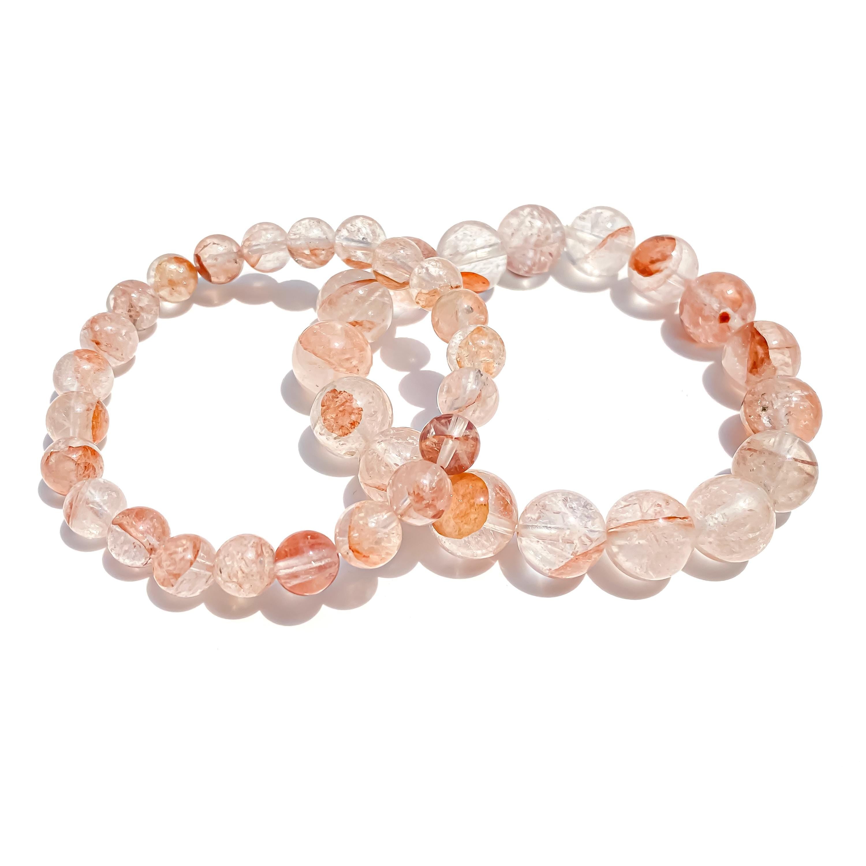 Himalayan Pink Quartz Bracelet: Natural Crystal Gemstone Jewelry