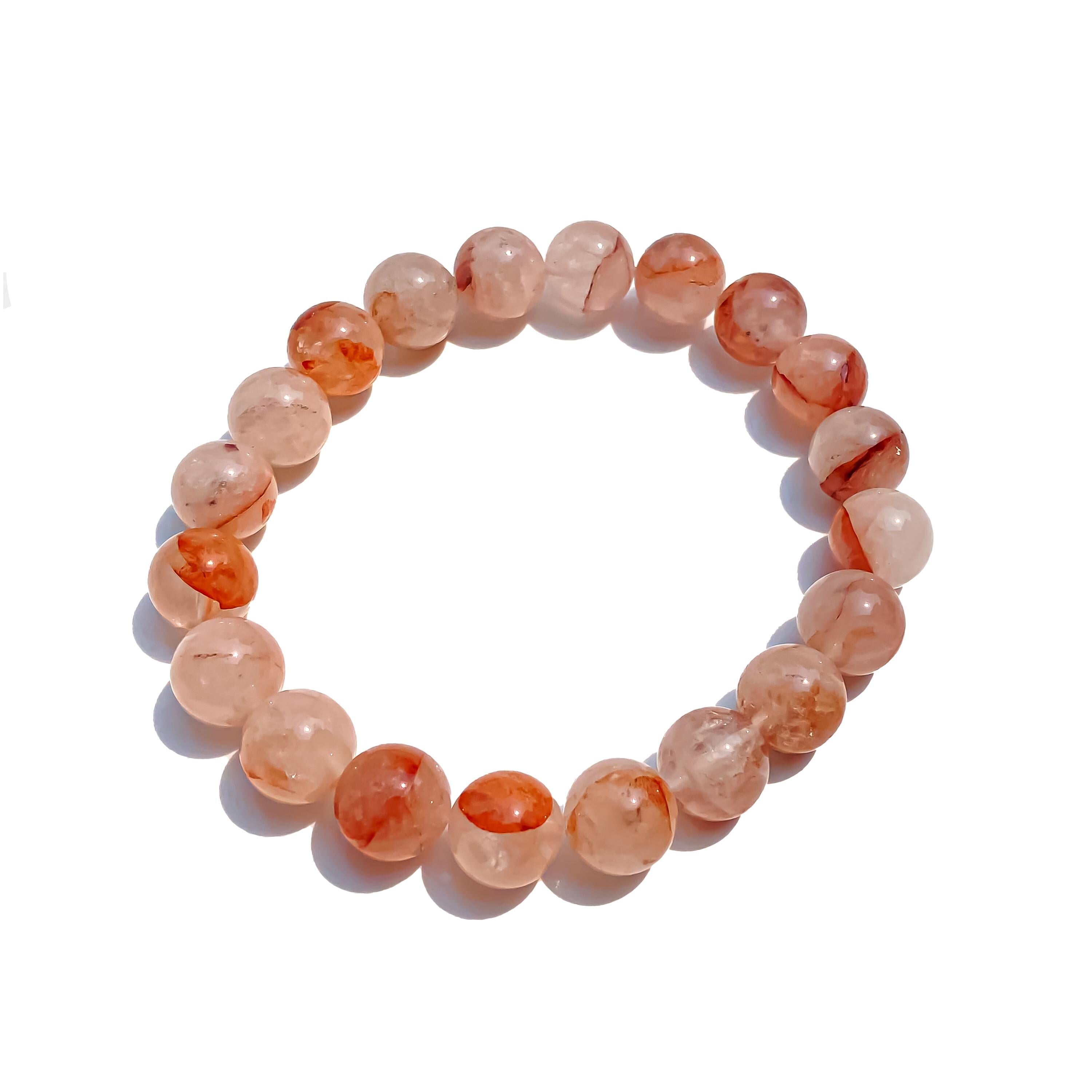 Himalayan Pink Quartz Bracelet : Natural Gemstone Crystal Jewelry