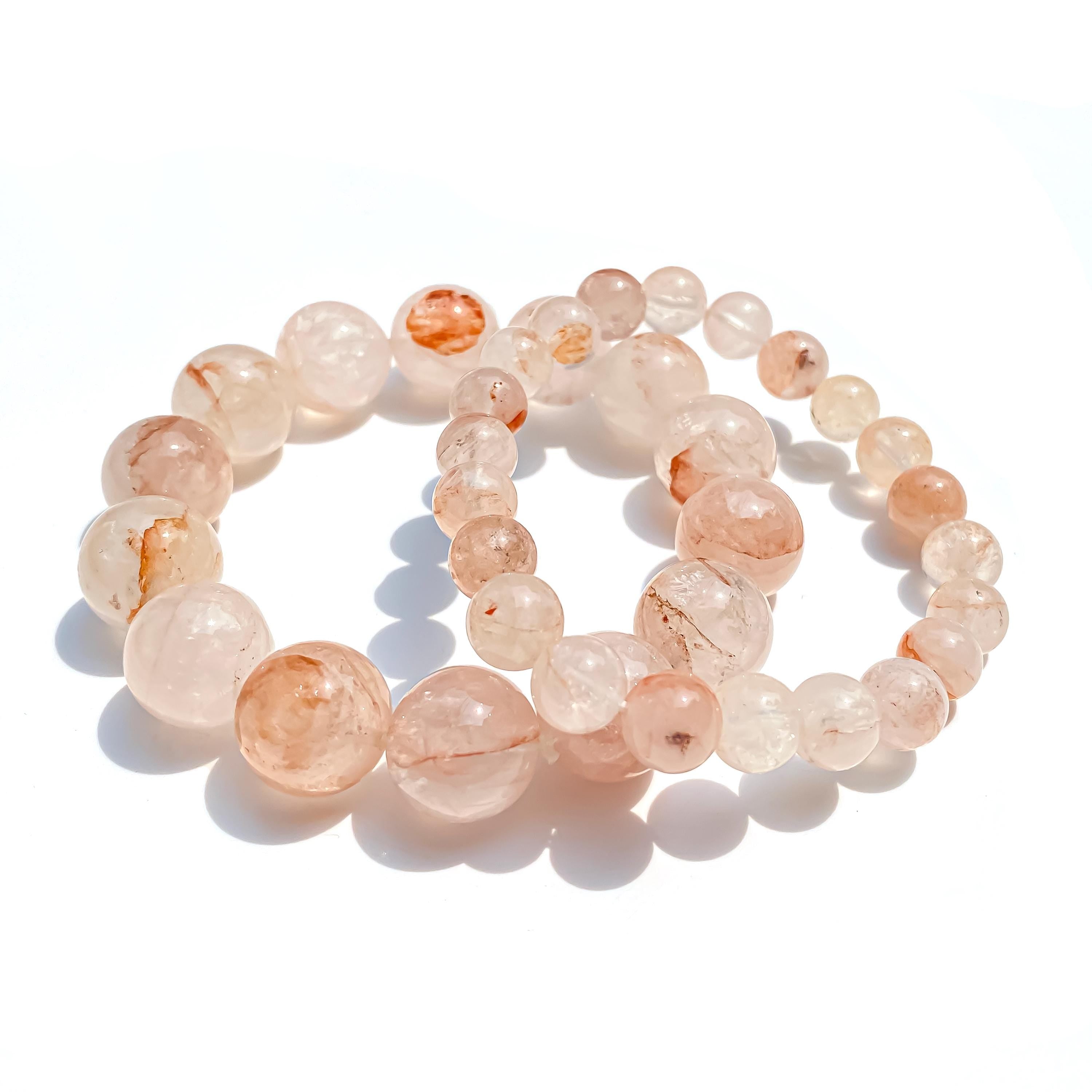 Himalayan Pink Quartz Bracelet : Natural Gemstone Crystal Jewelry