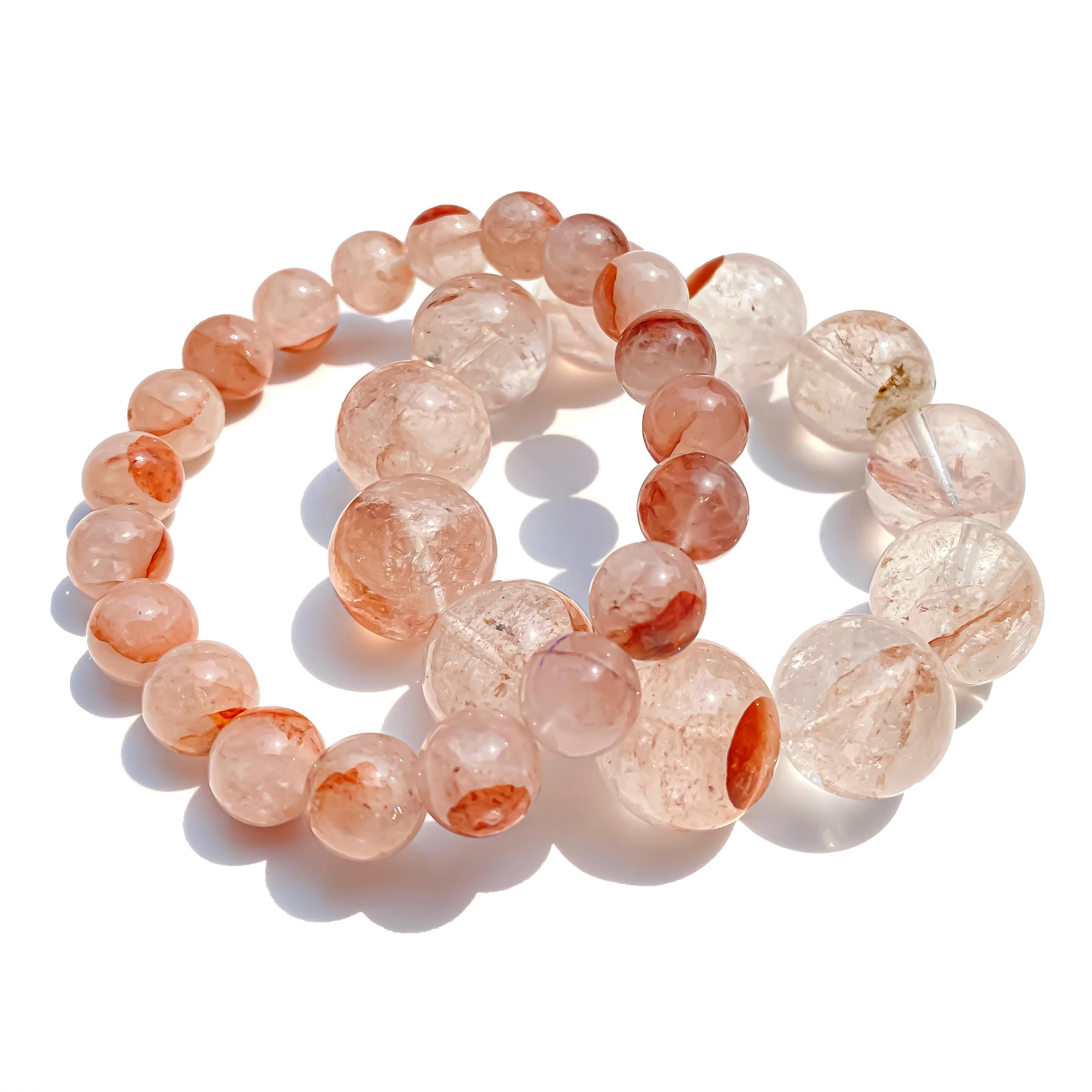 Himalayan Pink Quartz Bracelet : Natural Gemstone Crystal Jewelry