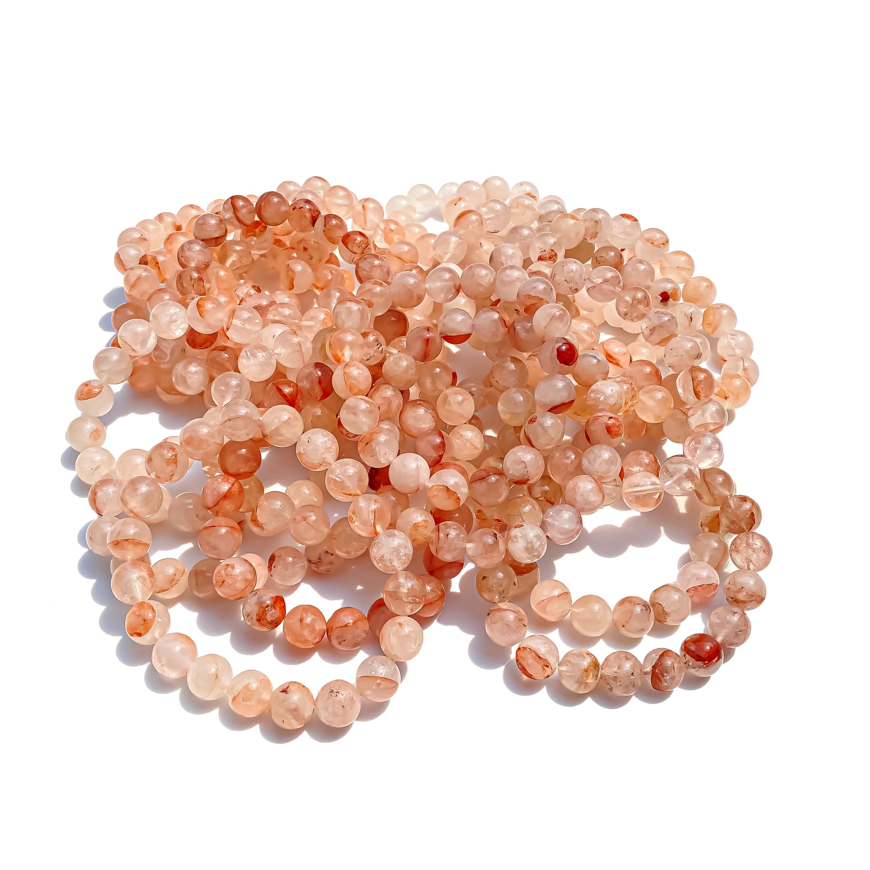 Himalayan Pink Quartz Bracelet : Natural Gemstone Crystal Jewelry