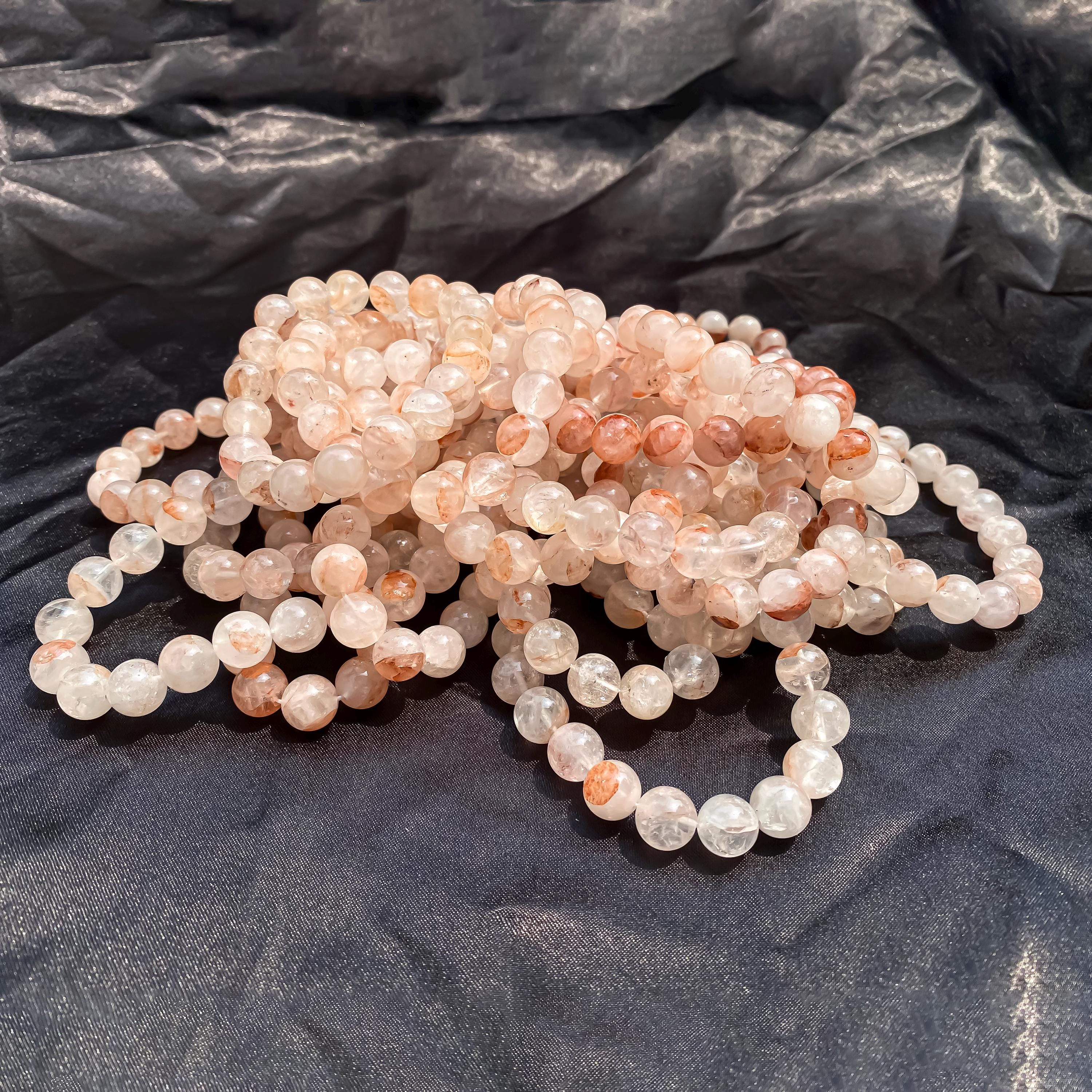 Himalayan Pink Quartz Bracelet : Natural Gemstone Crystal Jewelry