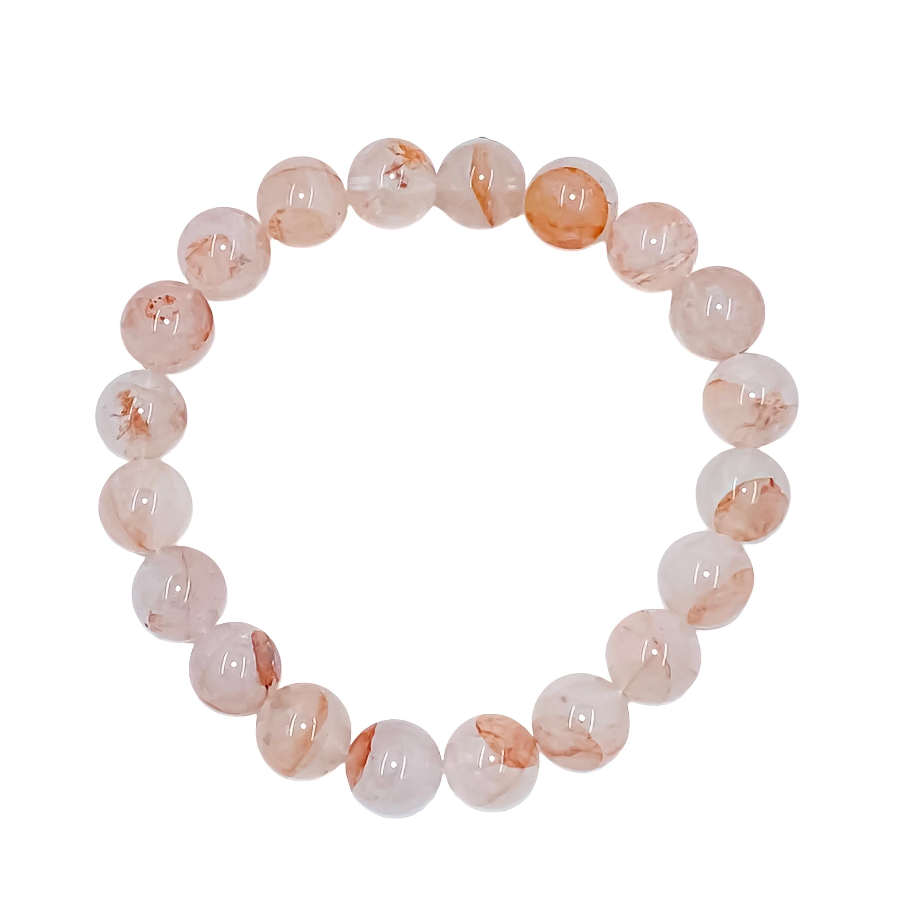 Himalayan Pink Quartz Bracelet : Natural Gemstone Crystal Jewelry