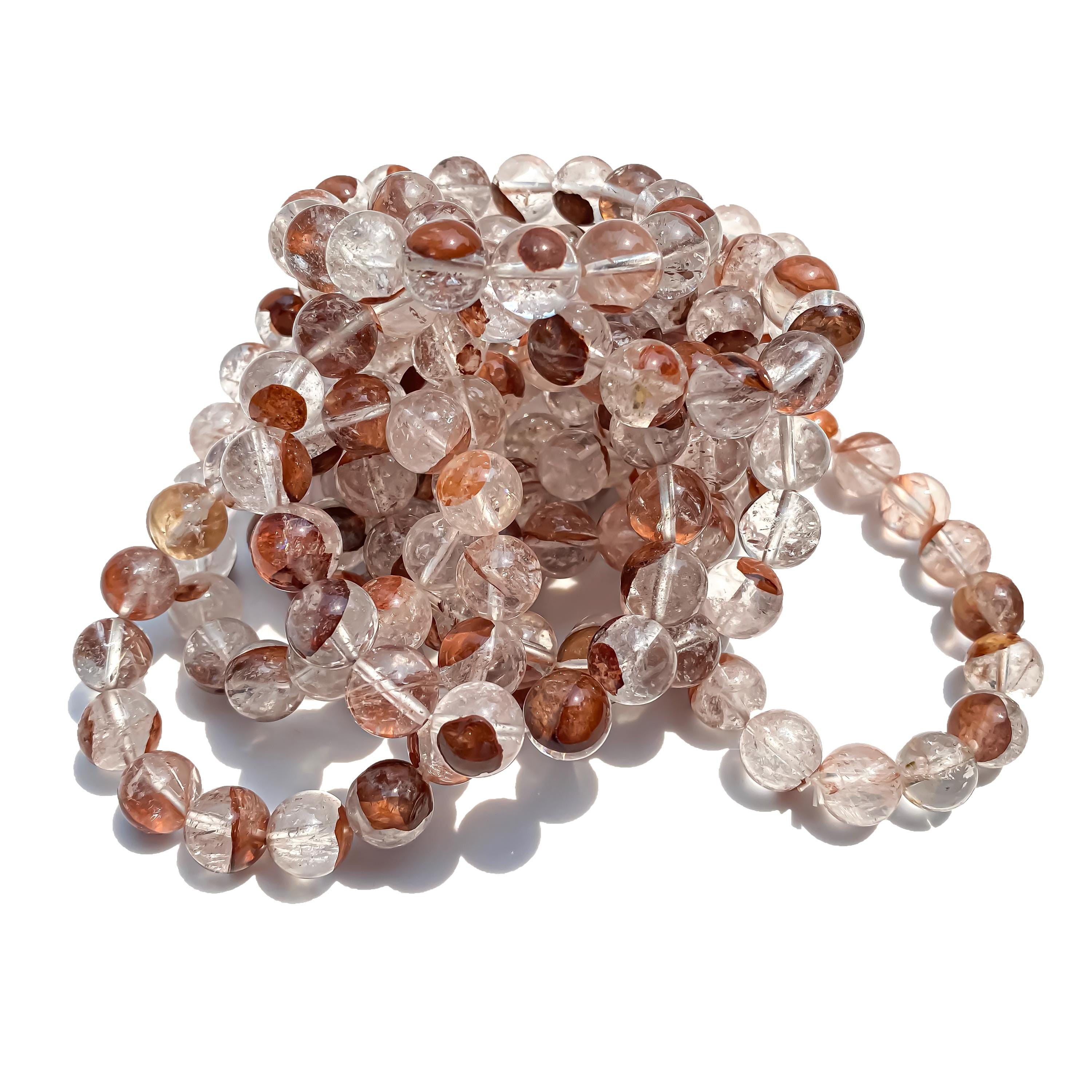 Himalayan Pink Quartz Bracelet: Natural Gemstone Beads, Spiritual Jewelry