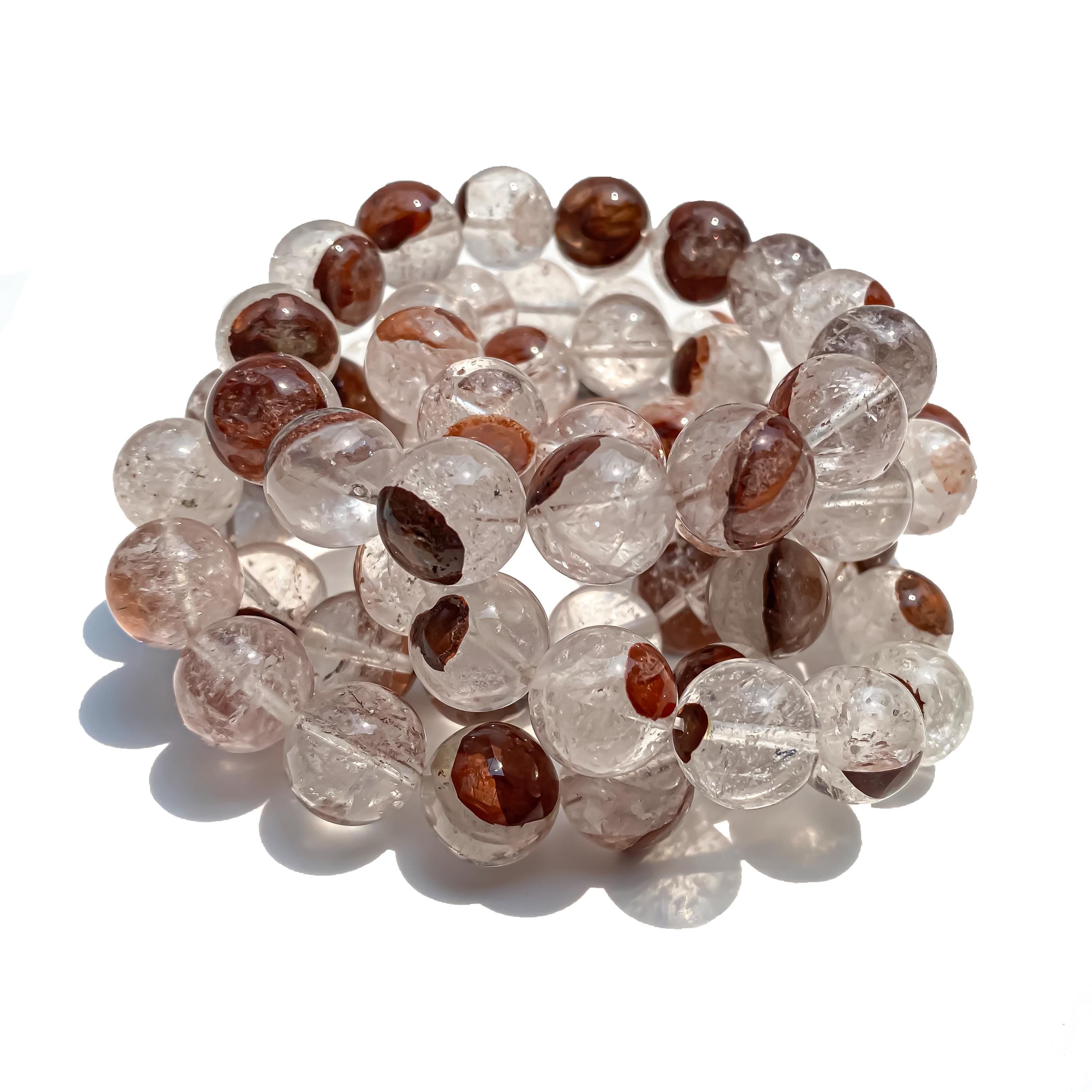 Himalayan Pink Quartz Bracelet: Natural Gemstone Beads, Spiritual Jewelry