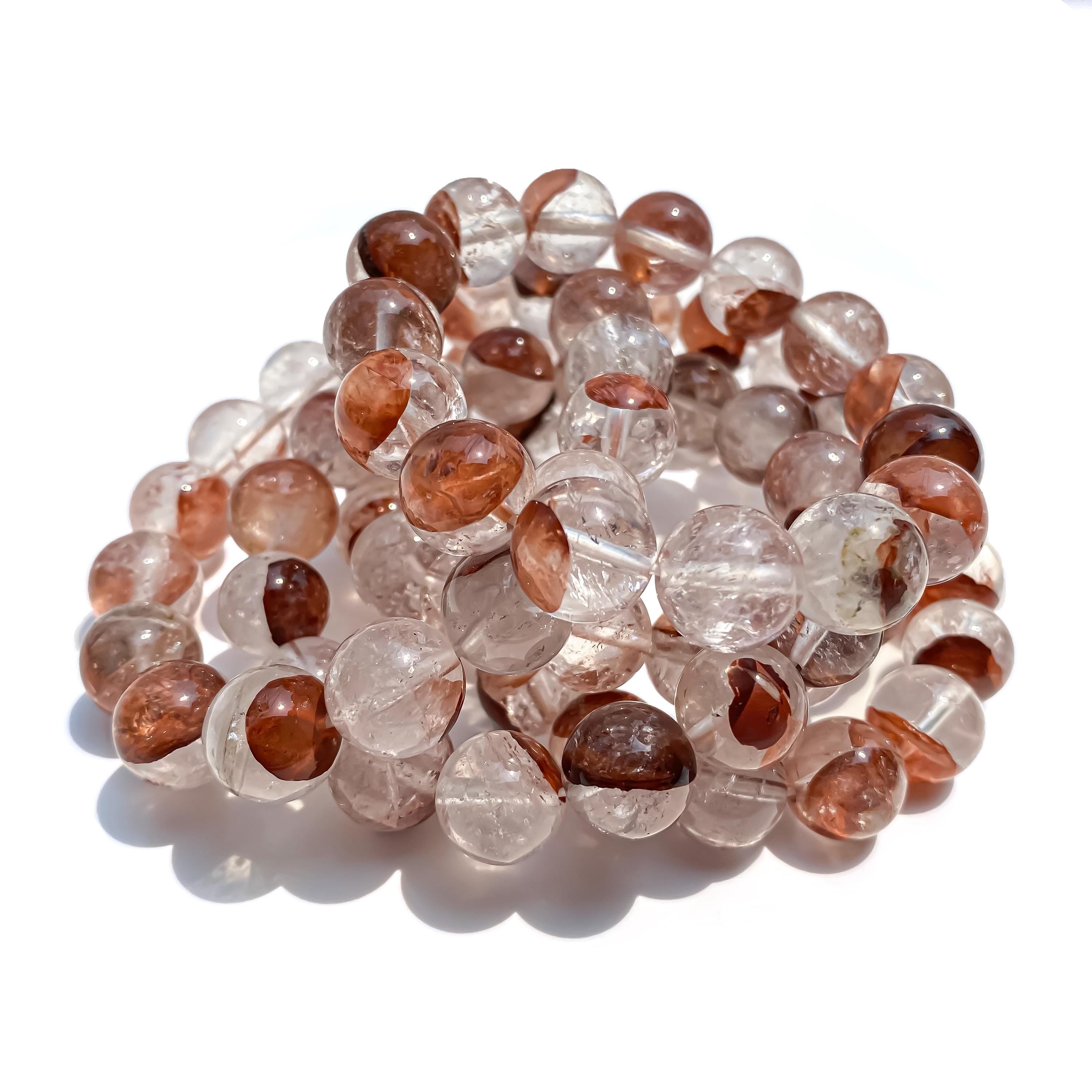 Himalayan Pink Quartz Bracelet: Natural Gemstone Beads, Spiritual Jewelry