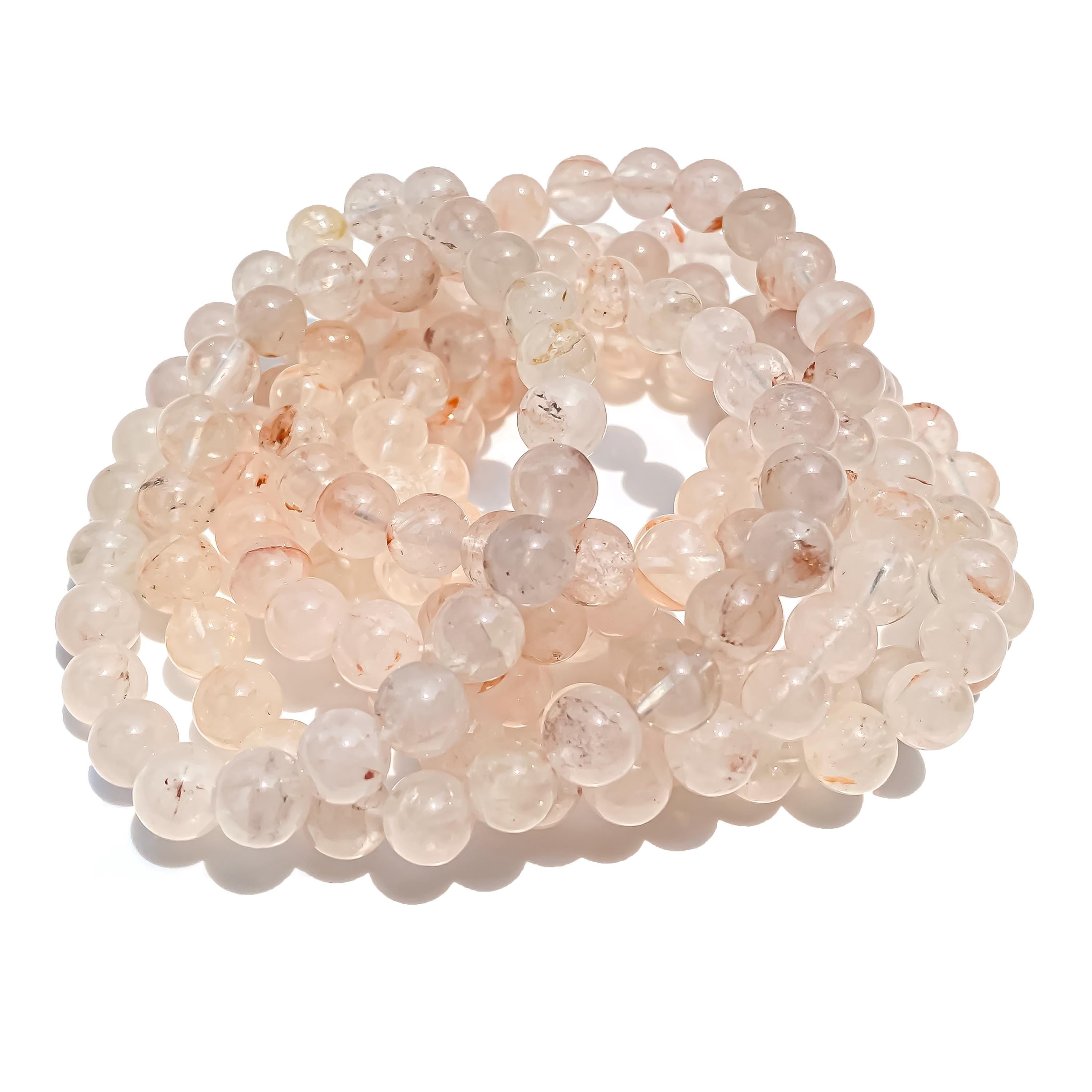 Himalayan Pink Quartz Bracelet: Handmade Gemstone Healing Jewelry