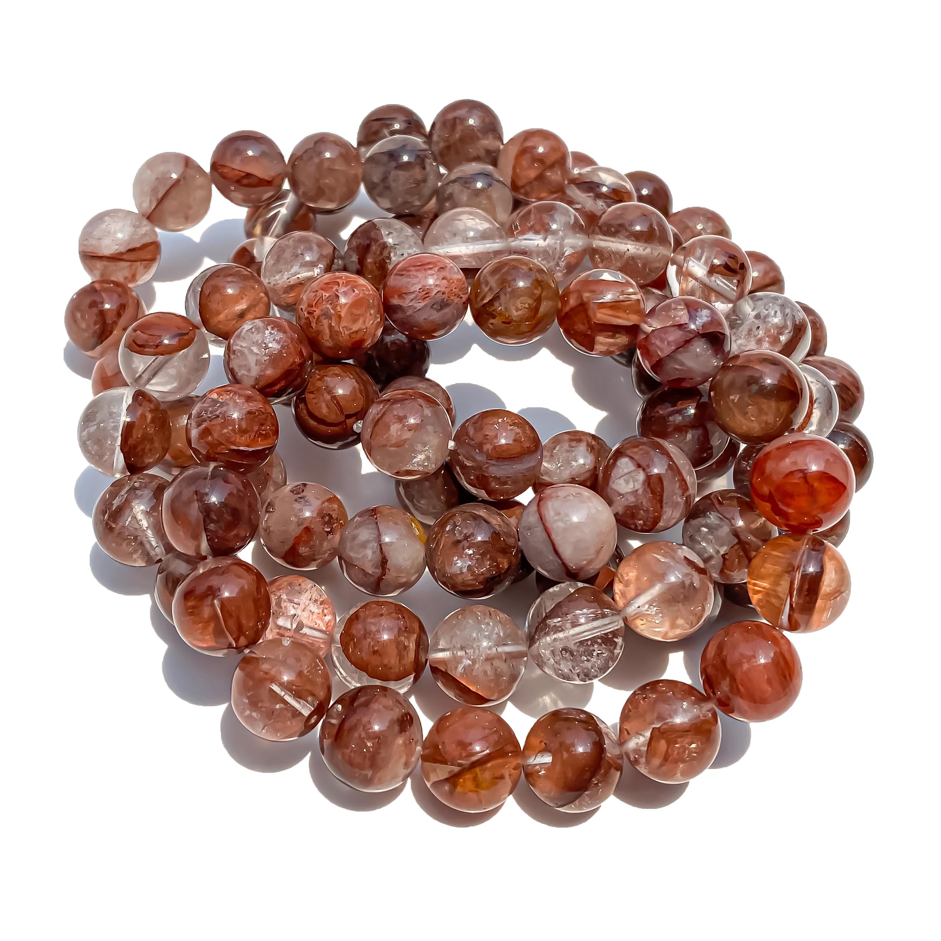 Himalayan Pink Quartz Beaded Bracelet: Handmade Crystal Healing Jewelry