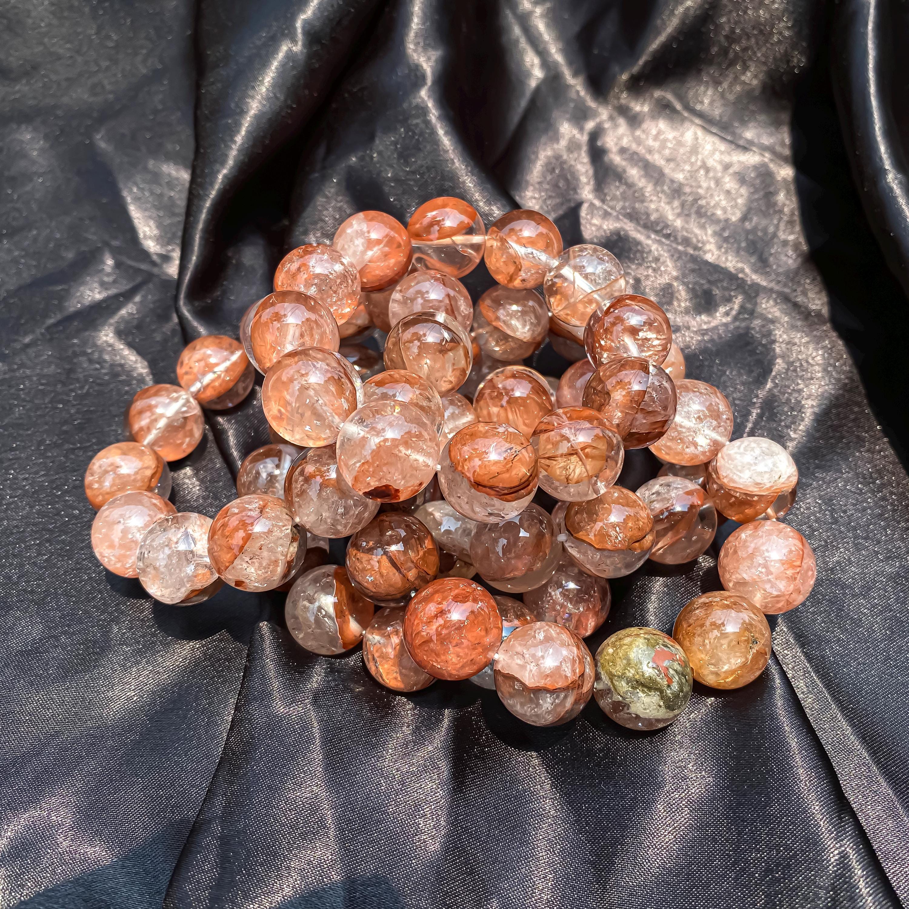 Himalayan Pink Quartz Bracelet: Samadhi Crystal Healing Gemstone Jewelry
