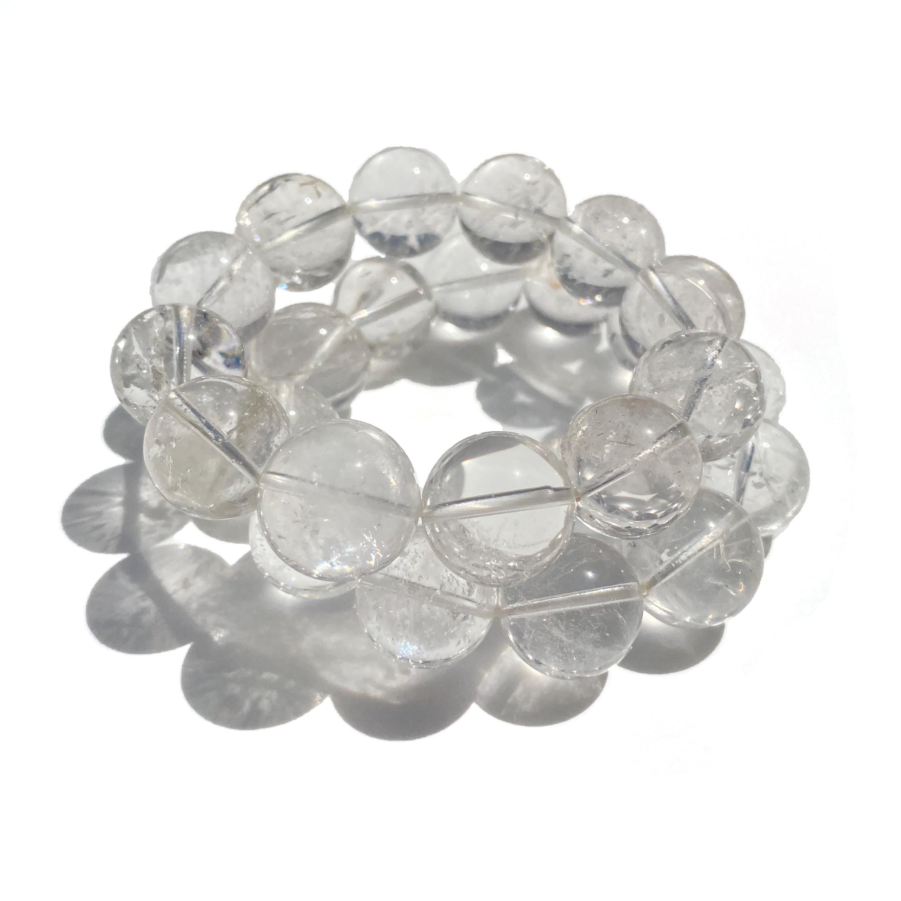 Himalayan White Quartz Bracelet: Rainbow Inclusions, Healing Crystal