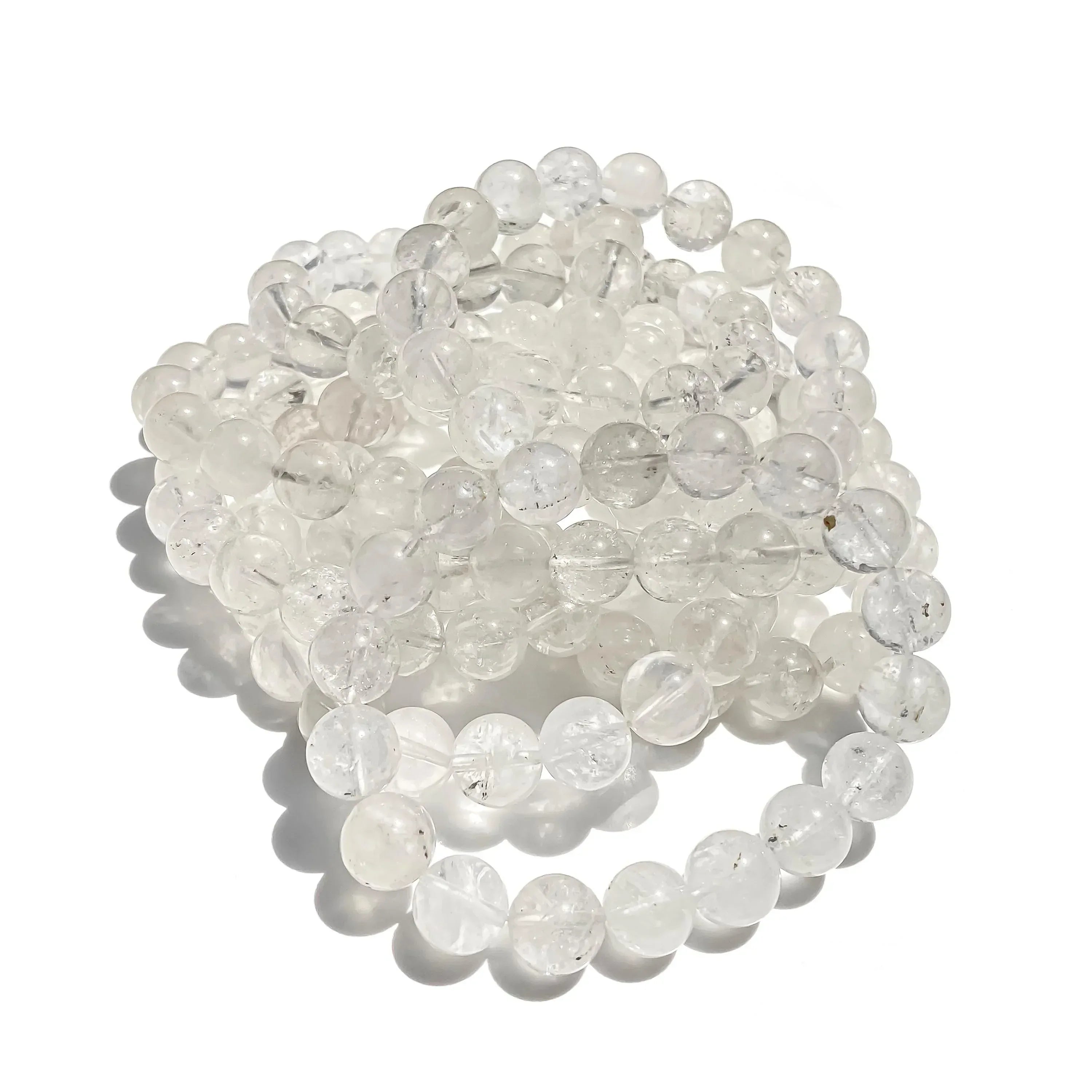 Himalayan White Quartz Bracelet: Rainbow Inclusions, Healing Crystal Himalayan Quartz Bracelets