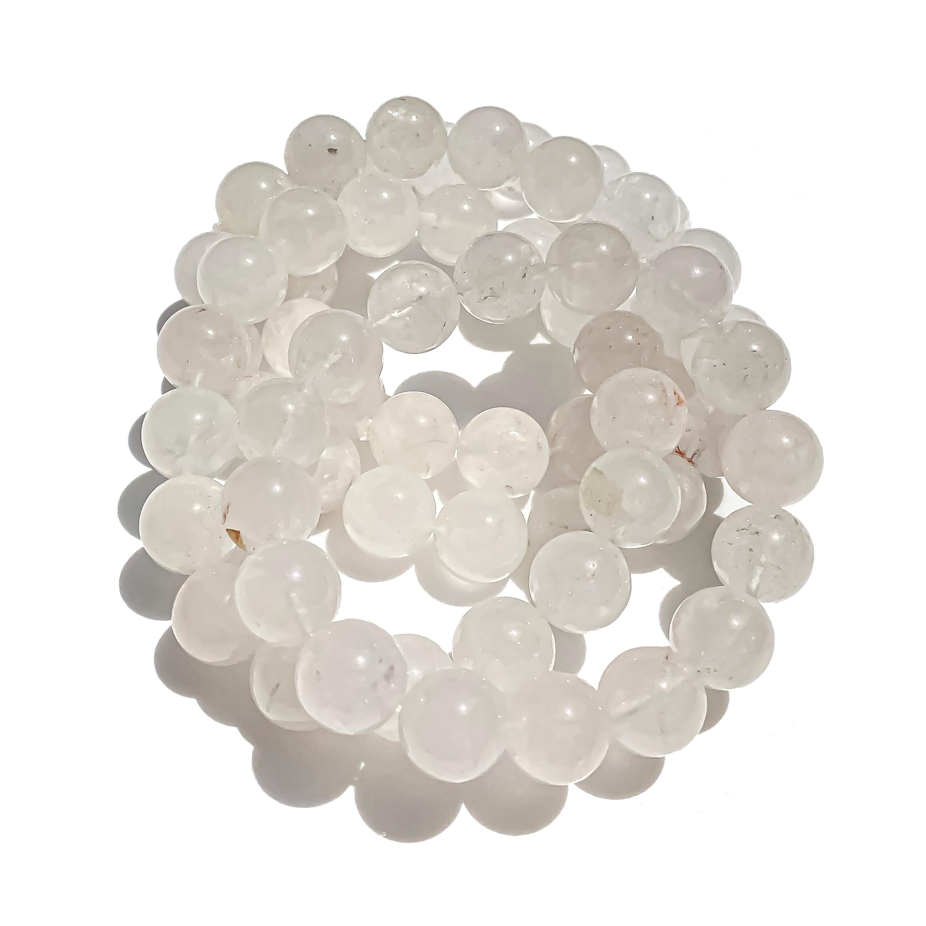 Himalayan White Quartz Bracelet: Rainbow Crystal Boho Jewelry