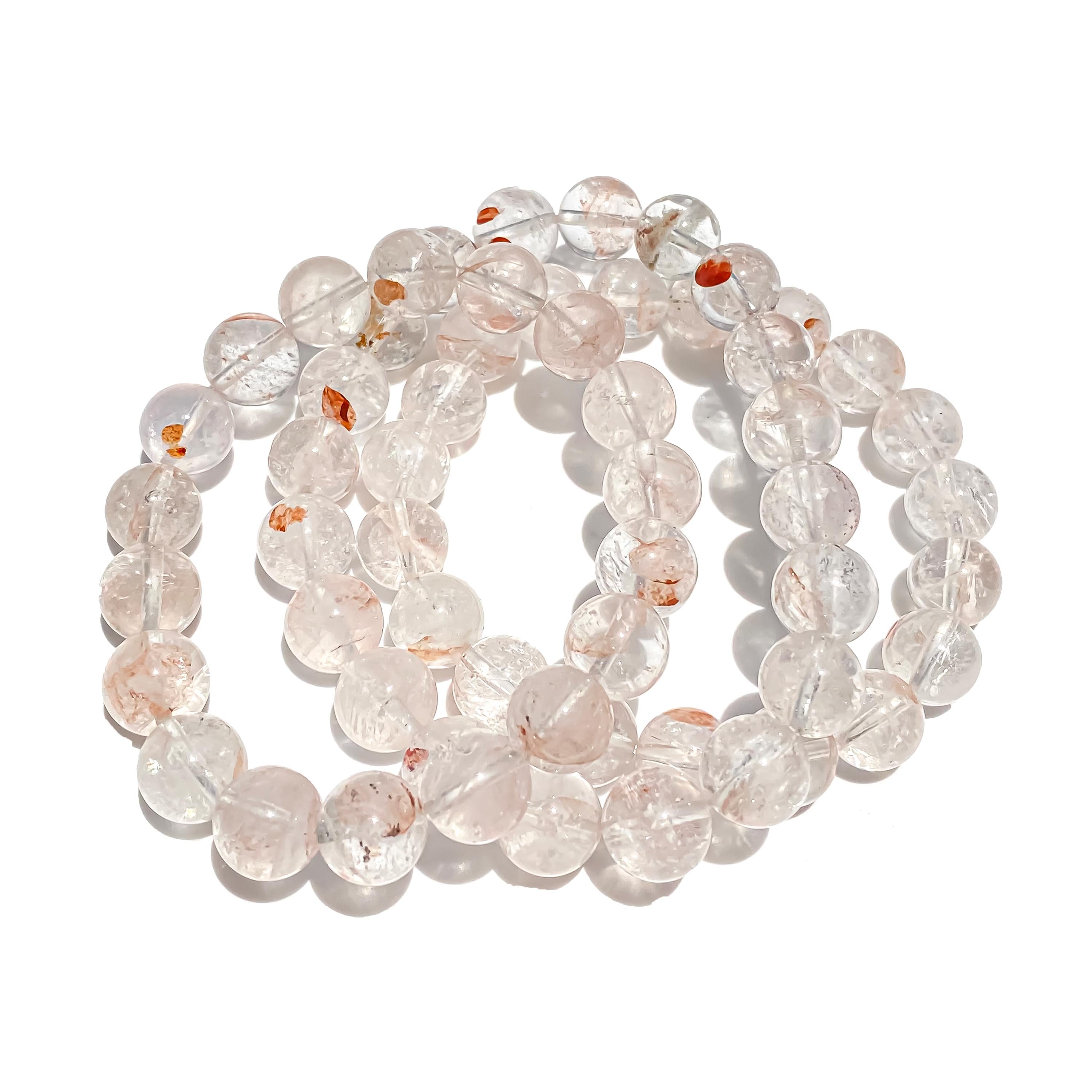 Himalayan White Quartz Bracelet: Rainbow Inclusions, Healing Crystal Energy