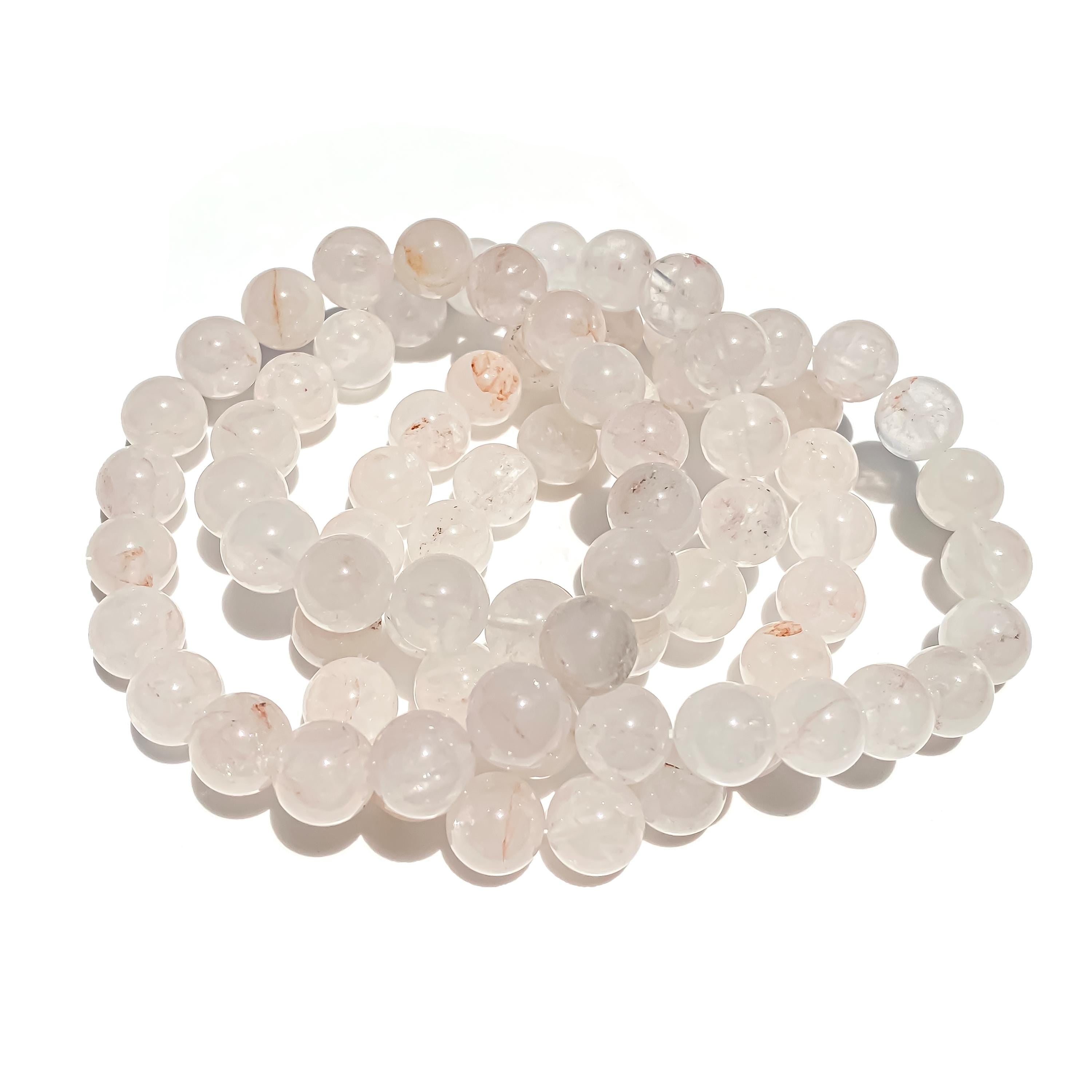 Himalayan White Quartz Bracelet: Rainbow Crystal Healing Jewelry