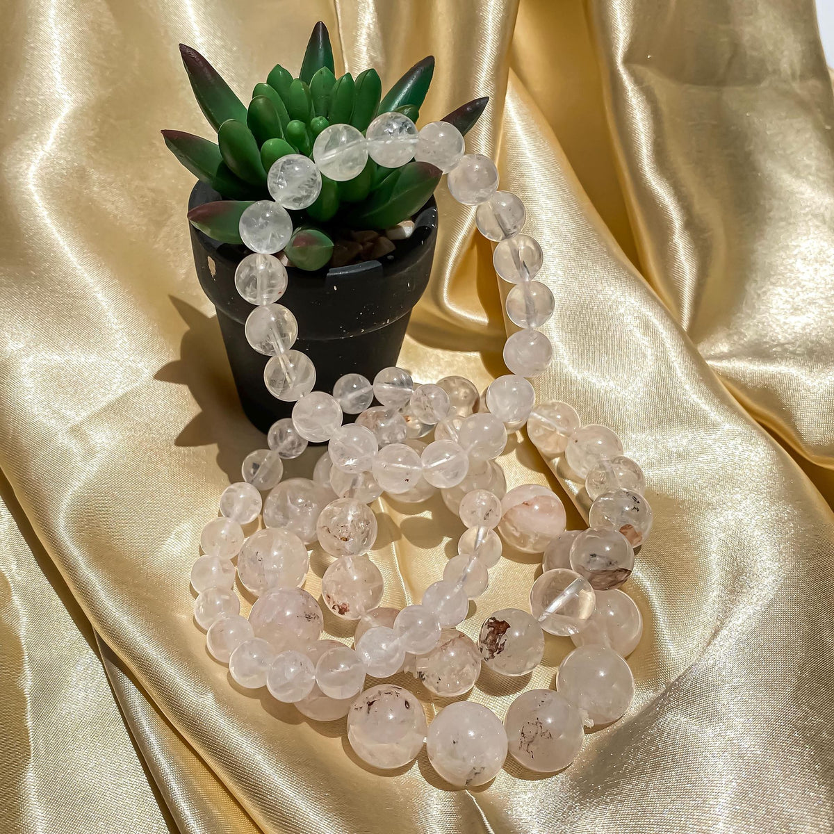 Himalayan White Quartz Bracelet: Rainbow Crystal Healing Jewelry Quartz Bracelets