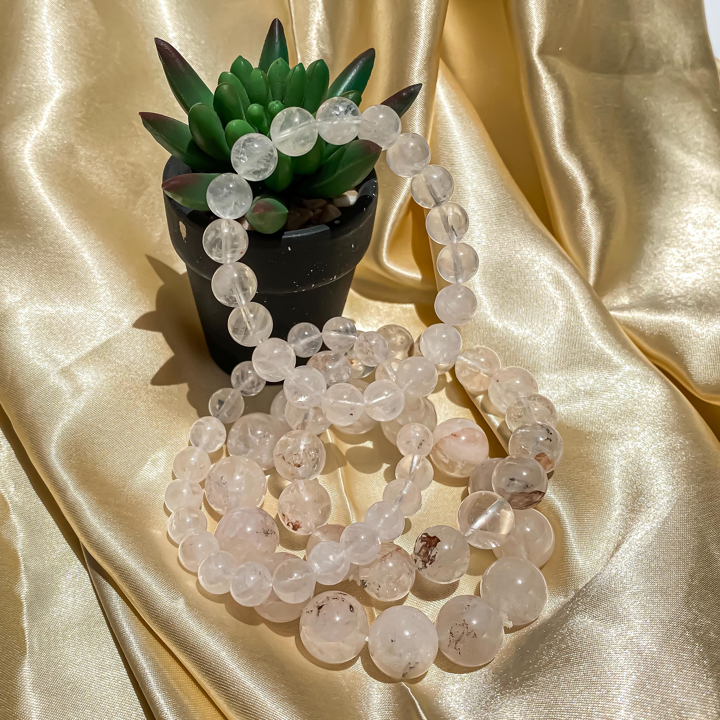 Himalayan White Quartz Bracelet: Rainbow Crystal Healing Jewelry