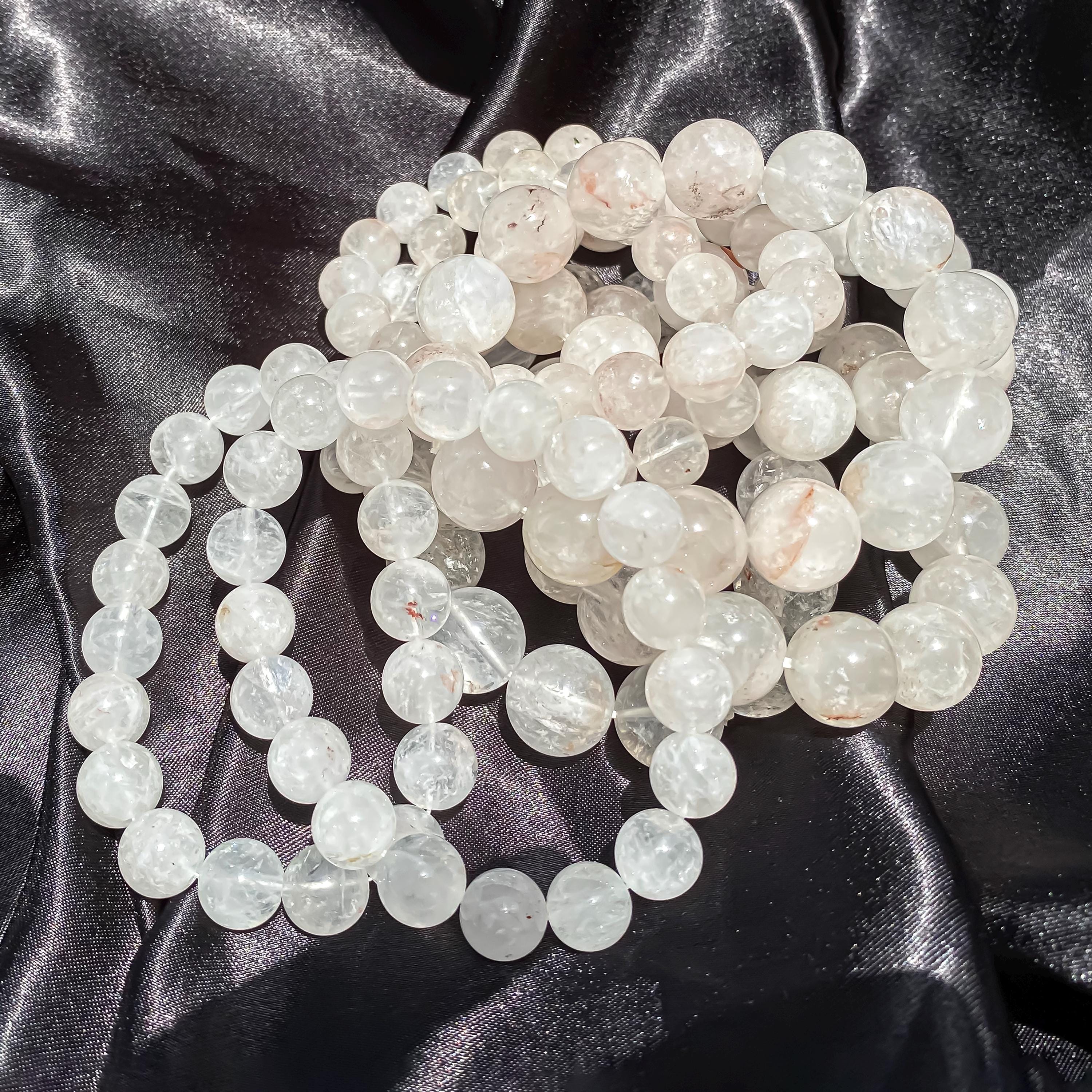 Himalayan White Quartz Bracelet: Rainbow Crystal Healing Jewelry