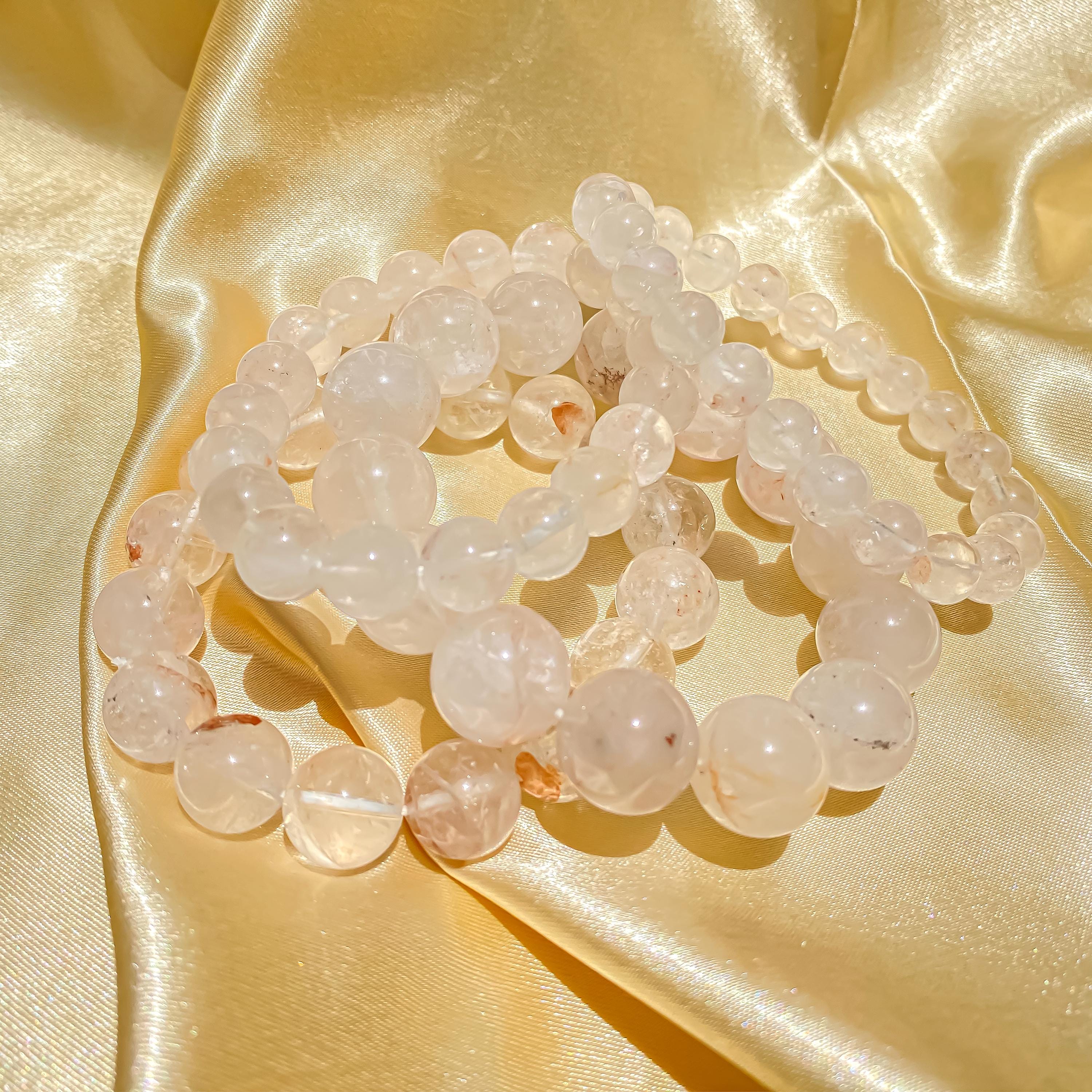 Himalayan White Quartz Bracelet: Rainbow Crystal Healing Jewelry