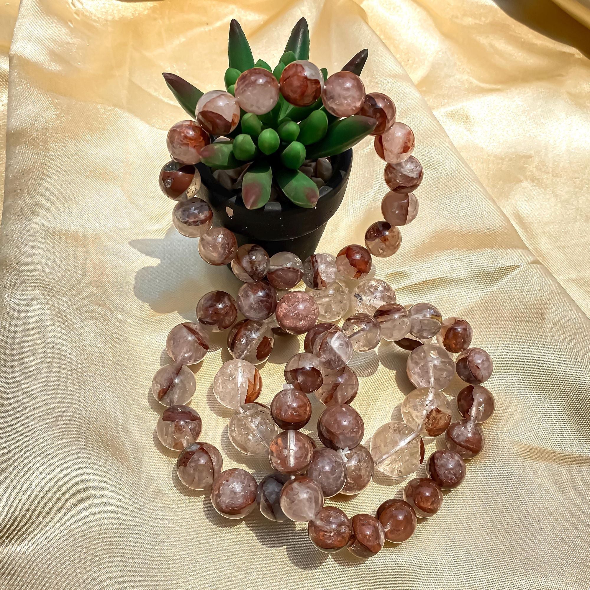 Himalayan Pink Quartz Bracelet: Natural Crystal Healing Jewelry Quartz Bracelets