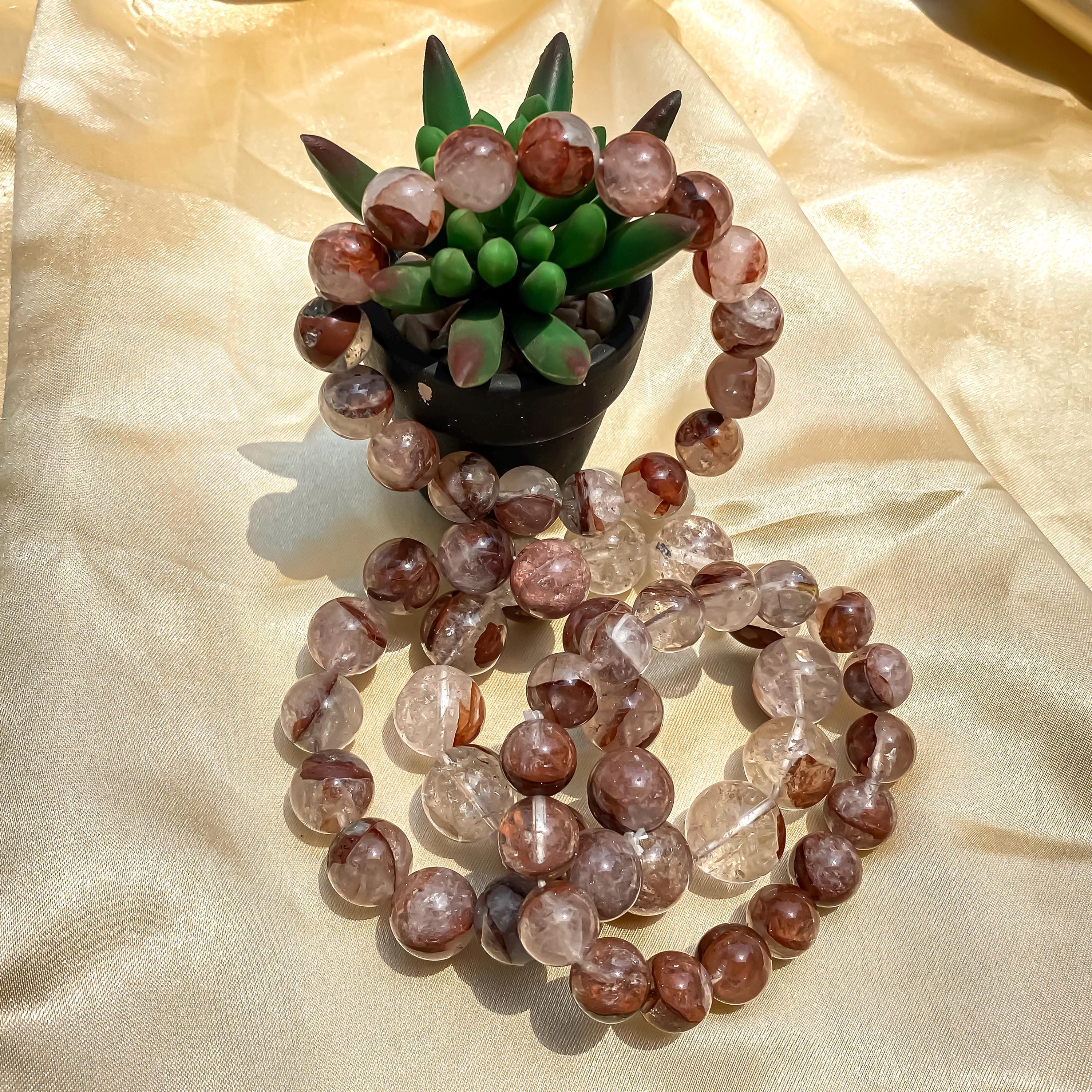 Himalayan Pink Quartz Bracelet: Natural Crystal Healing Jewelry