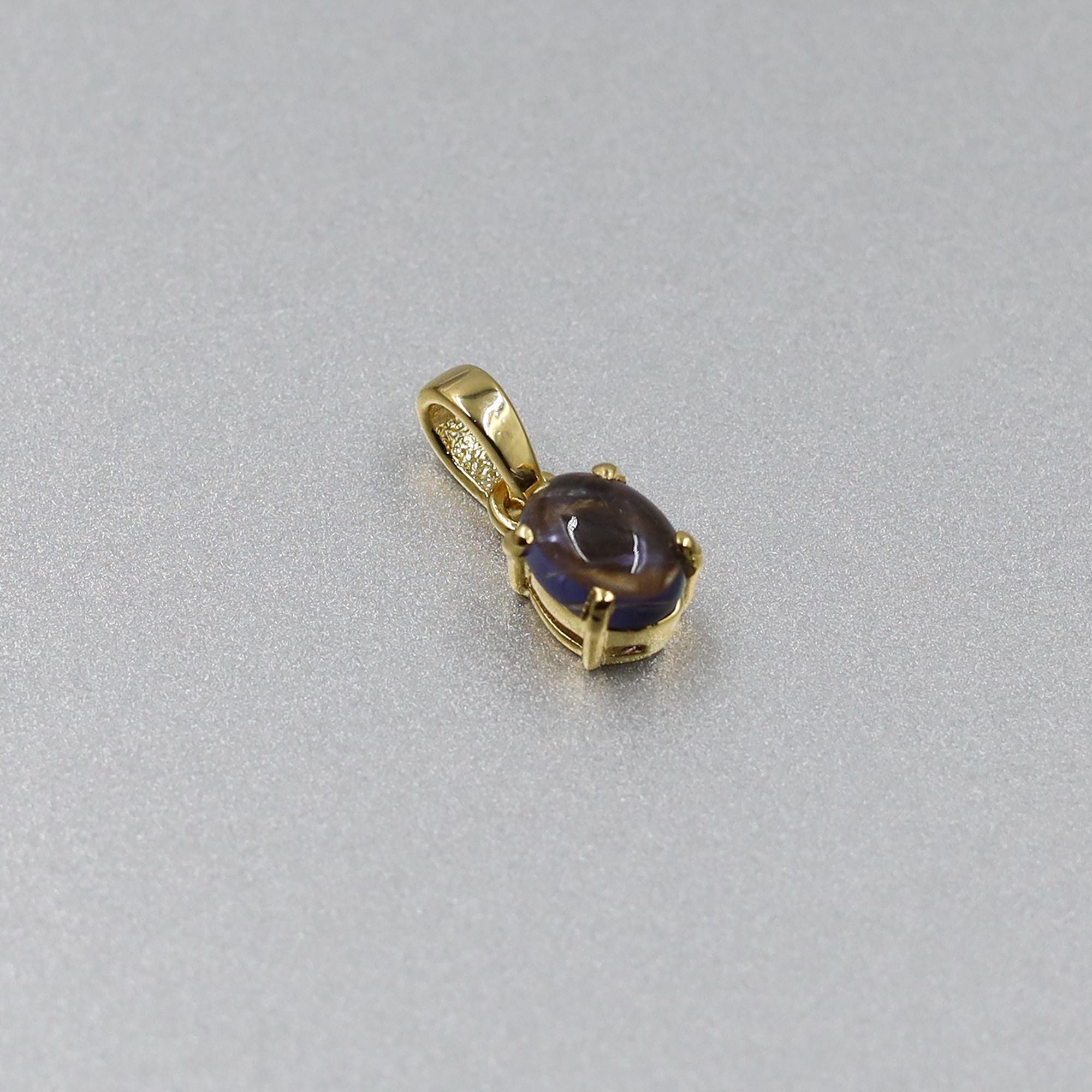Natural Iolite Pendant: Sterling Silver & Yellow Gold, September Birthstone