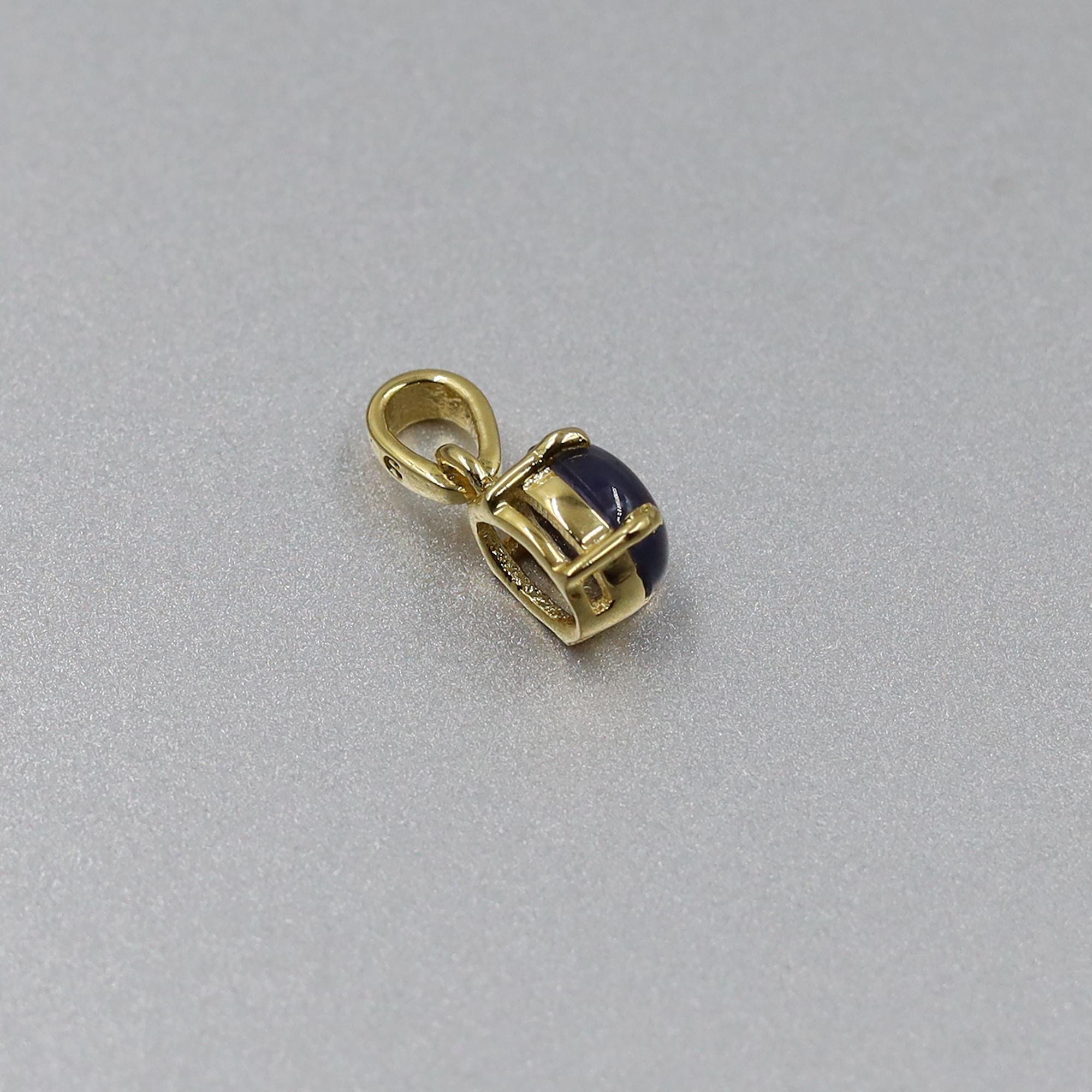 Natural Iolite Pendant: Sterling Silver & Yellow Gold, September Birthstone