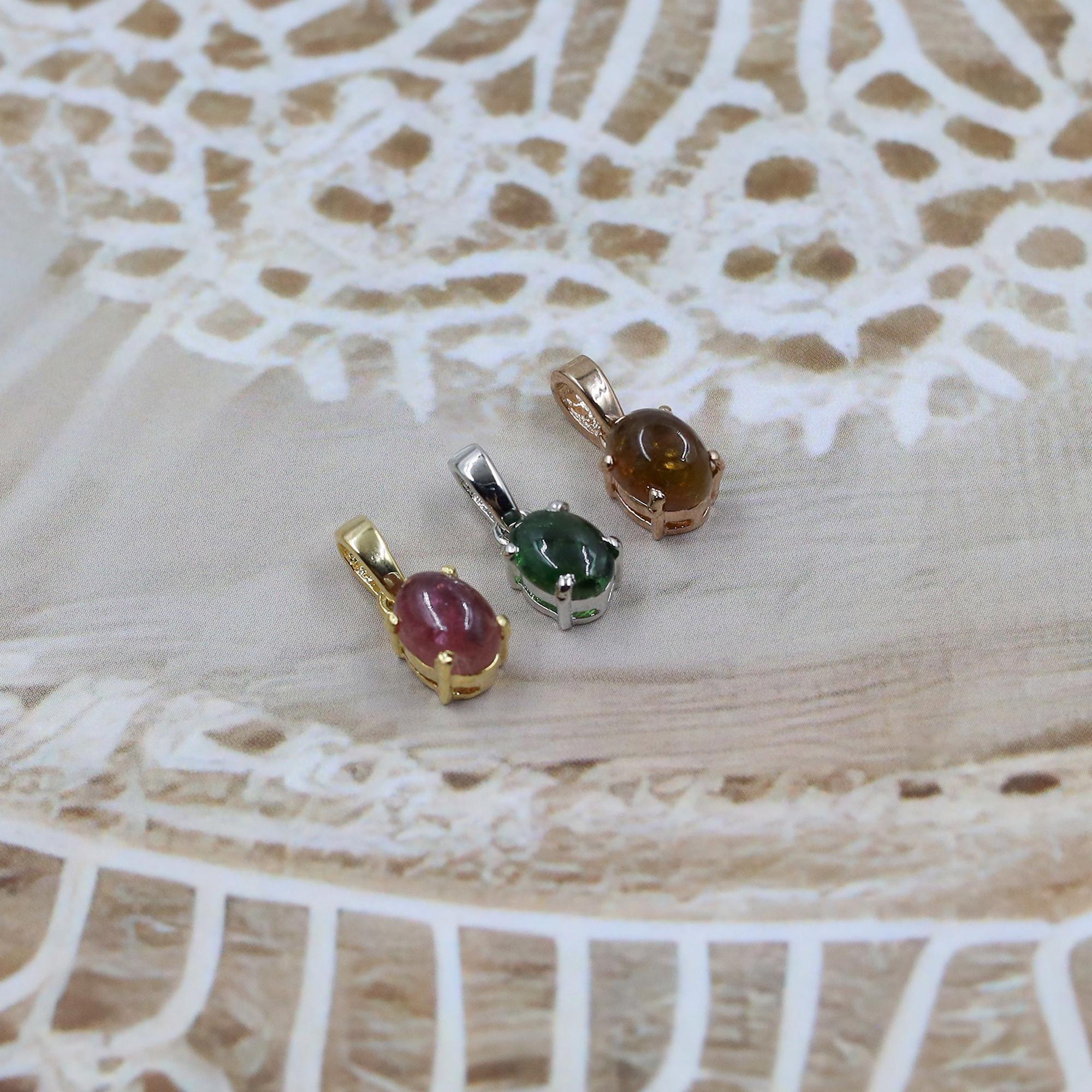 925 Silver Tourmaline Pendant: Natural Gemstone Necklace, Colorful Jewelry