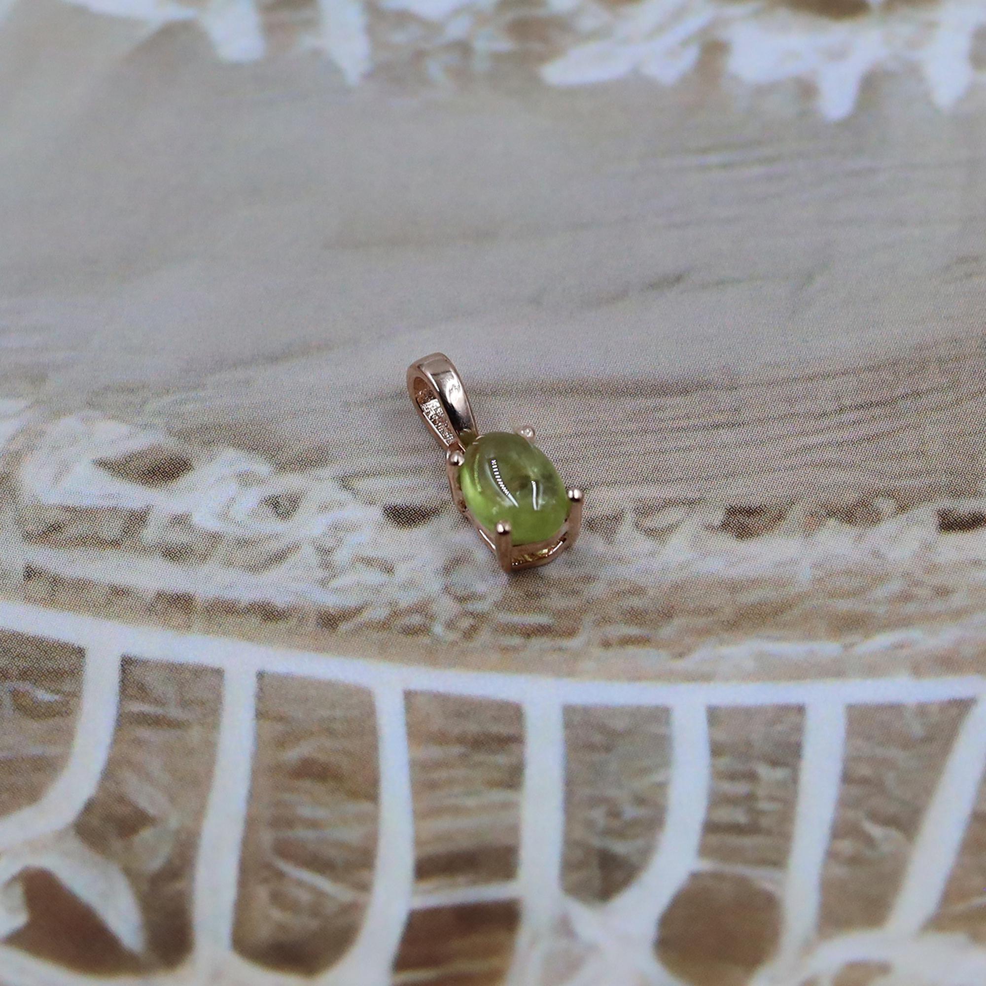 Natural Peridot Pendant: 925 Sterling Silver Oval Necklace