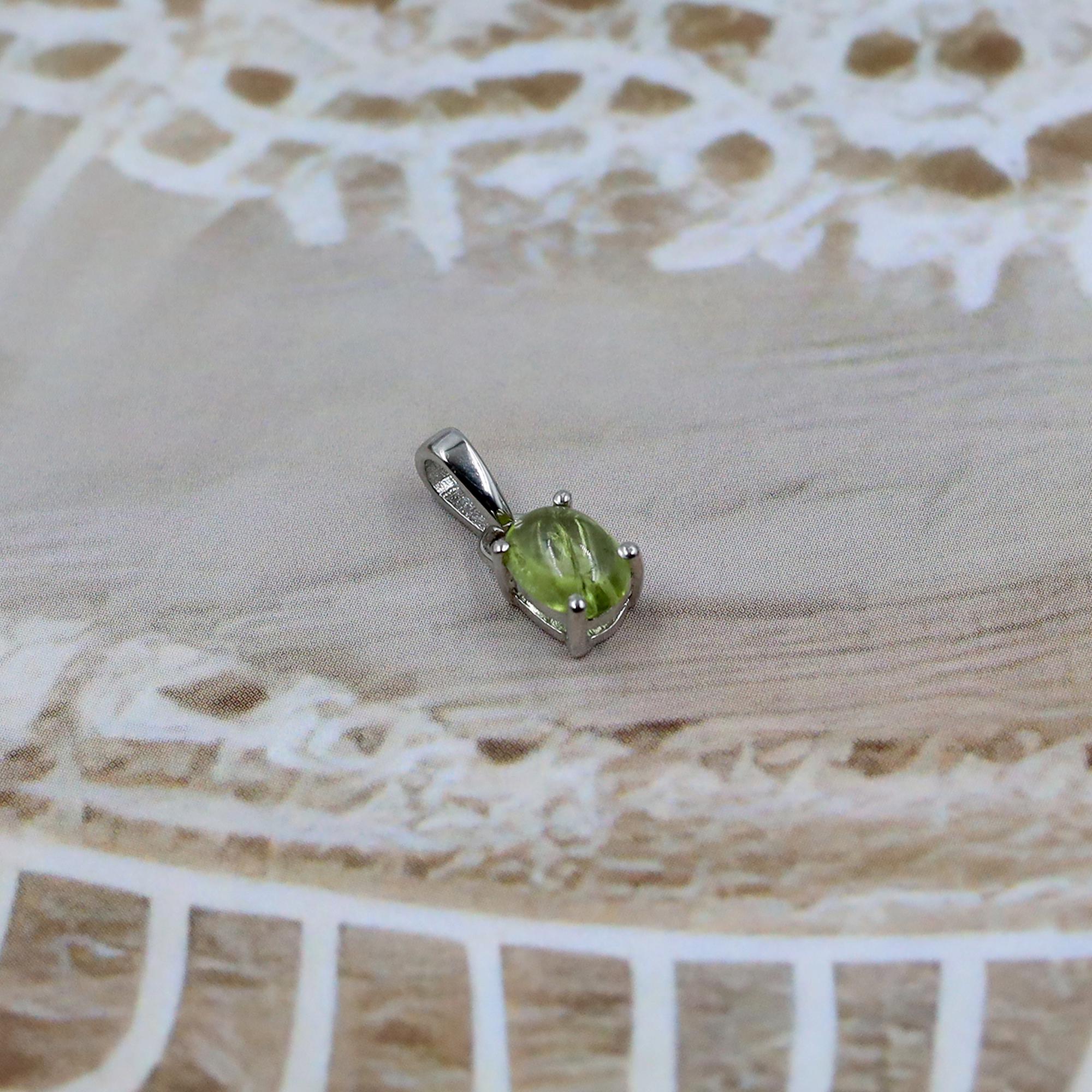 Natural Peridot Pendant: 925 Sterling Silver Oval Necklace