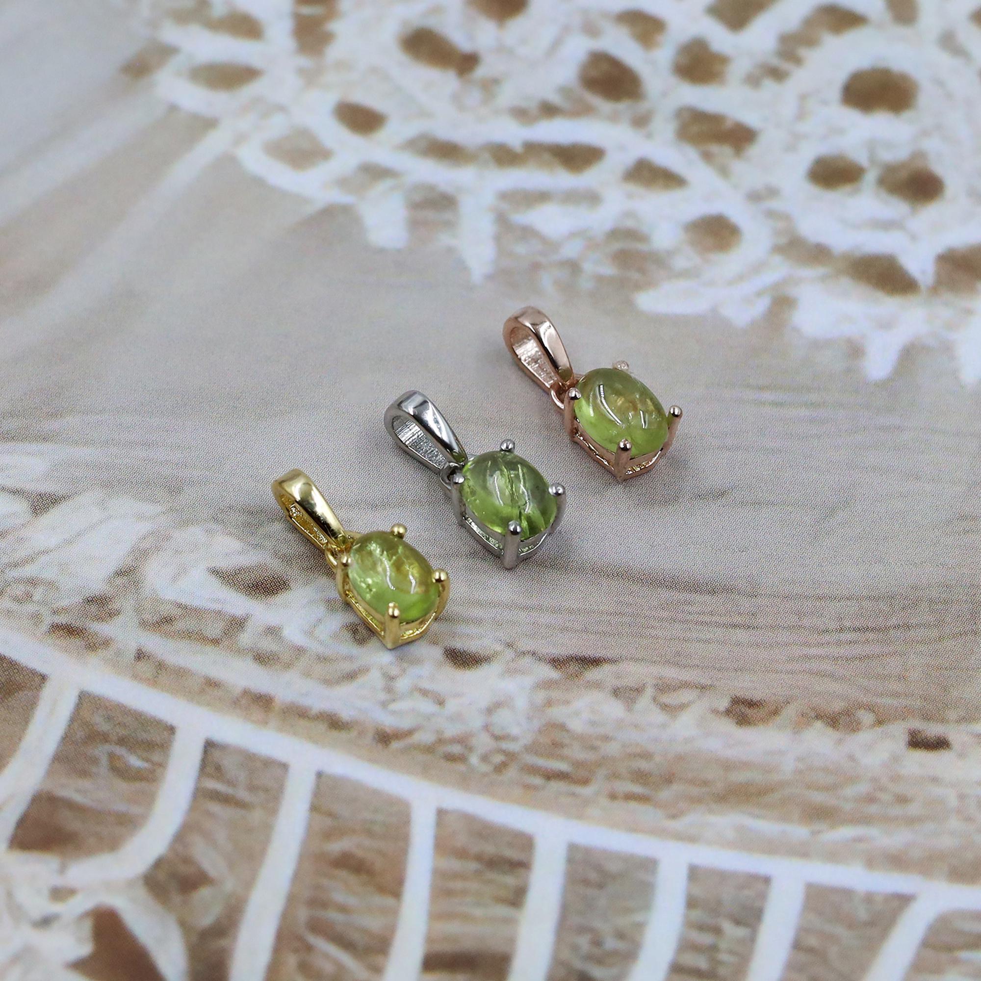 Natural Peridot Pendant: 925 Sterling Silver Oval Necklace