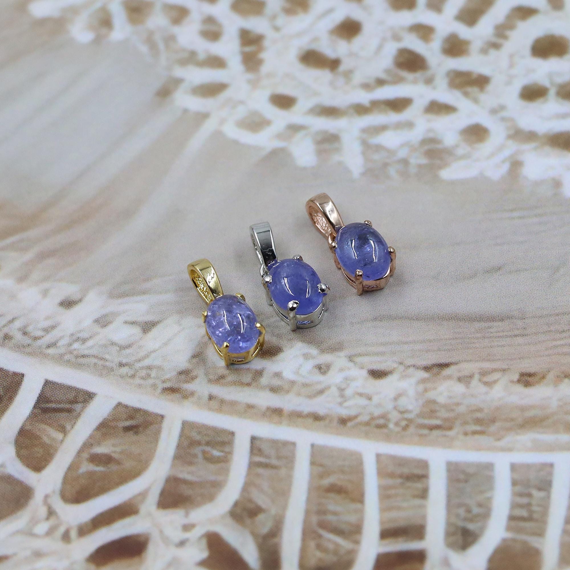 Natural Tanzanite Silver Pendant: Teardrop December Birthstone Necklace