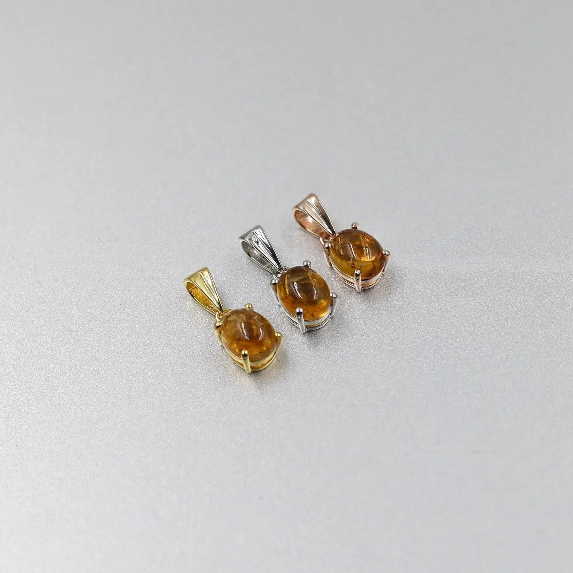 Handmade Natural Citrine Pendant: 925 Silver Oval Cabochon