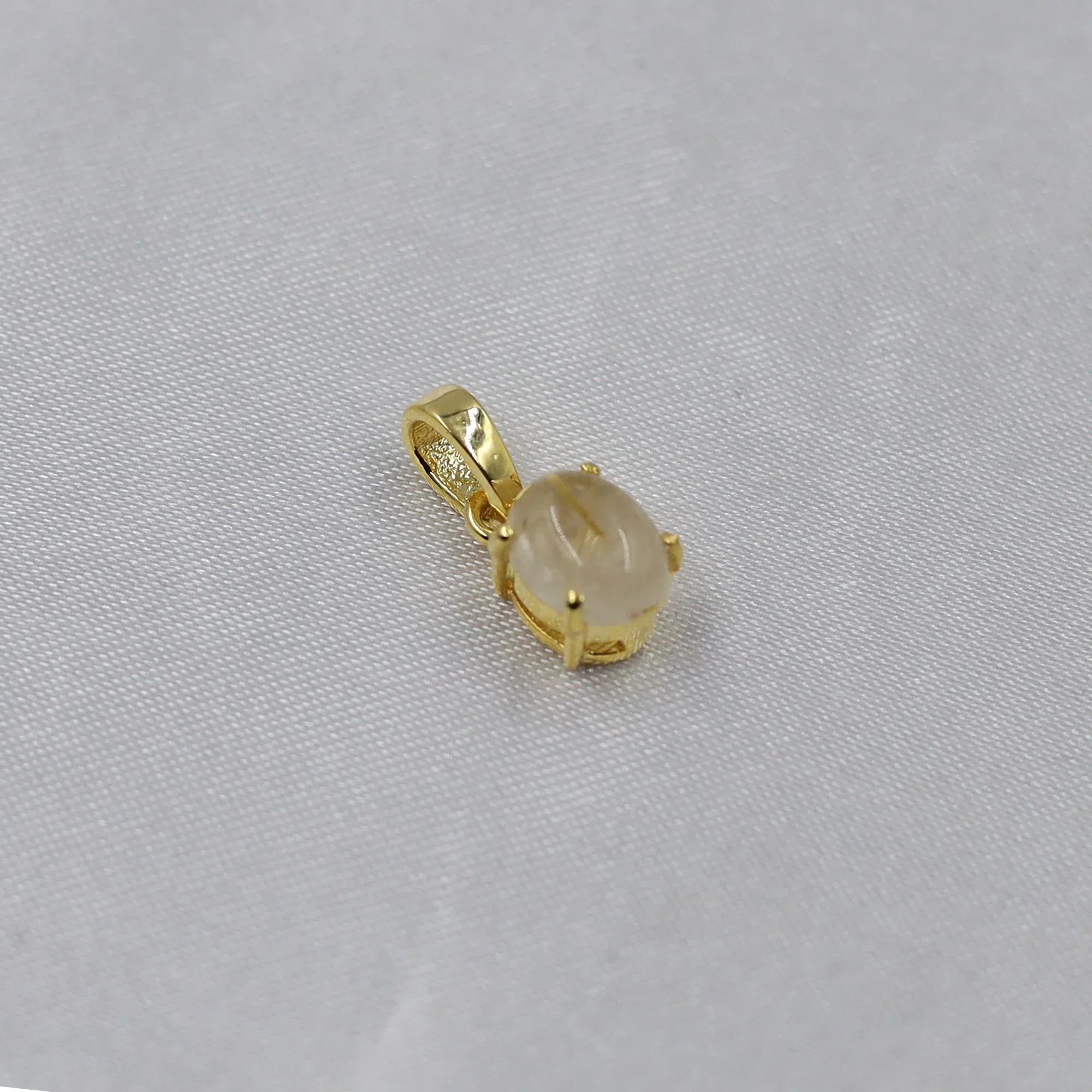 Golden Rutile Quartz 925 Sterling Silver Pendant - Oval Cabochon