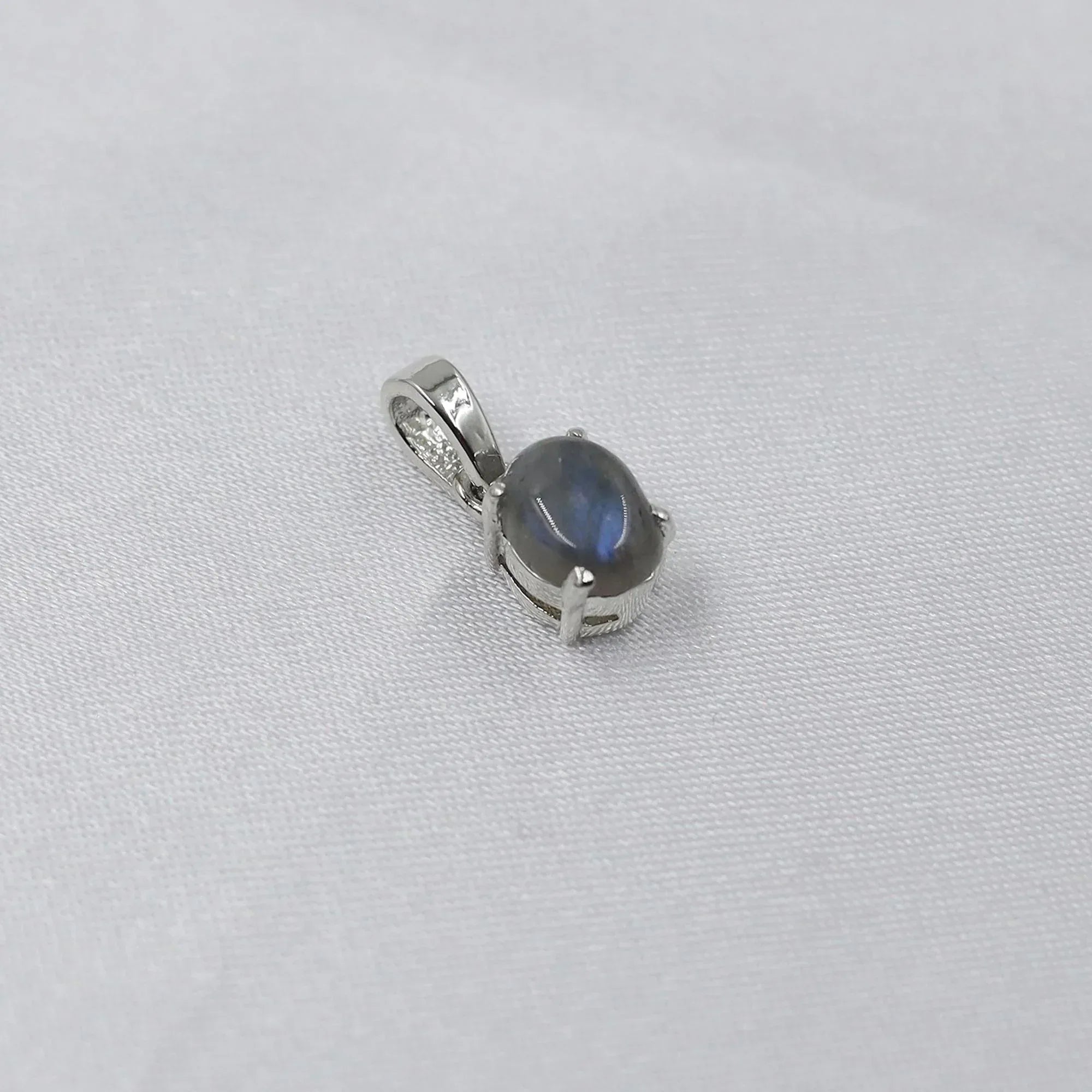 Blue Flash Labradorite 925 Silver Pendant: Vintage Boho Necklace