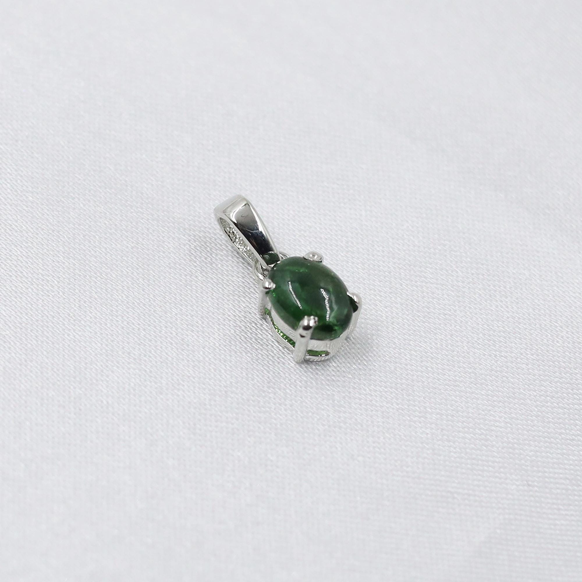 Dainty Tourmaline Pendant: 925 Silver Oval Gemstone Jewelry