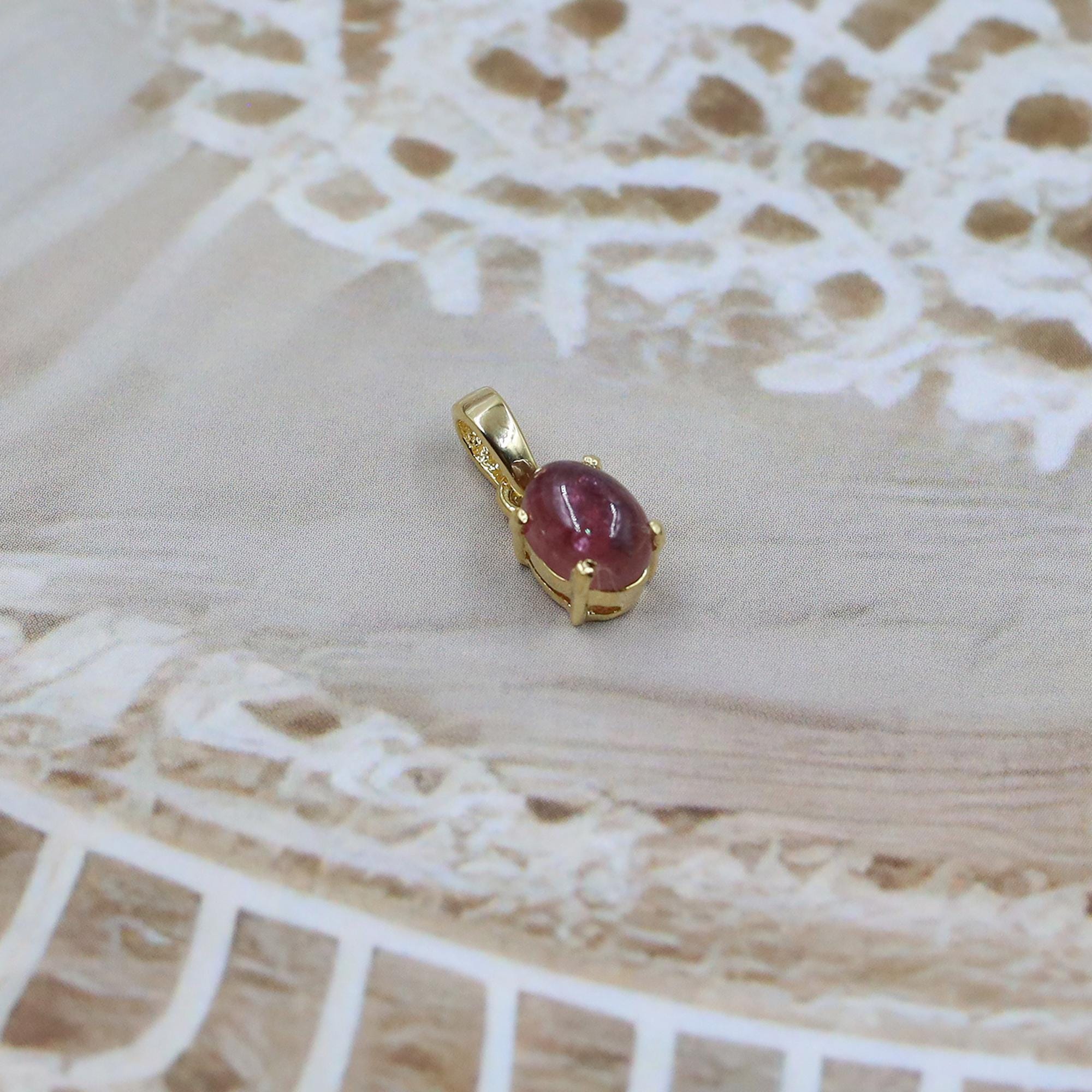 Dainty Tourmaline Pendant: 925 Silver Oval Gemstone Jewelry