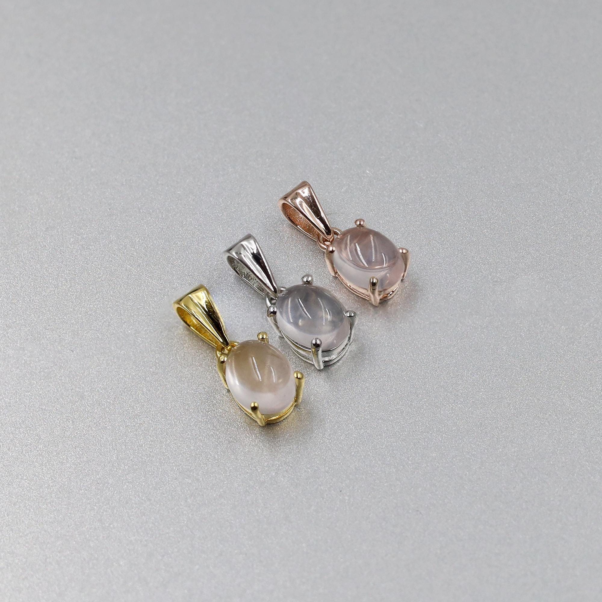 Vintage Rose Quartz Cabochon Pendant: 925 Sterling Silver, Bohemian Jewelry