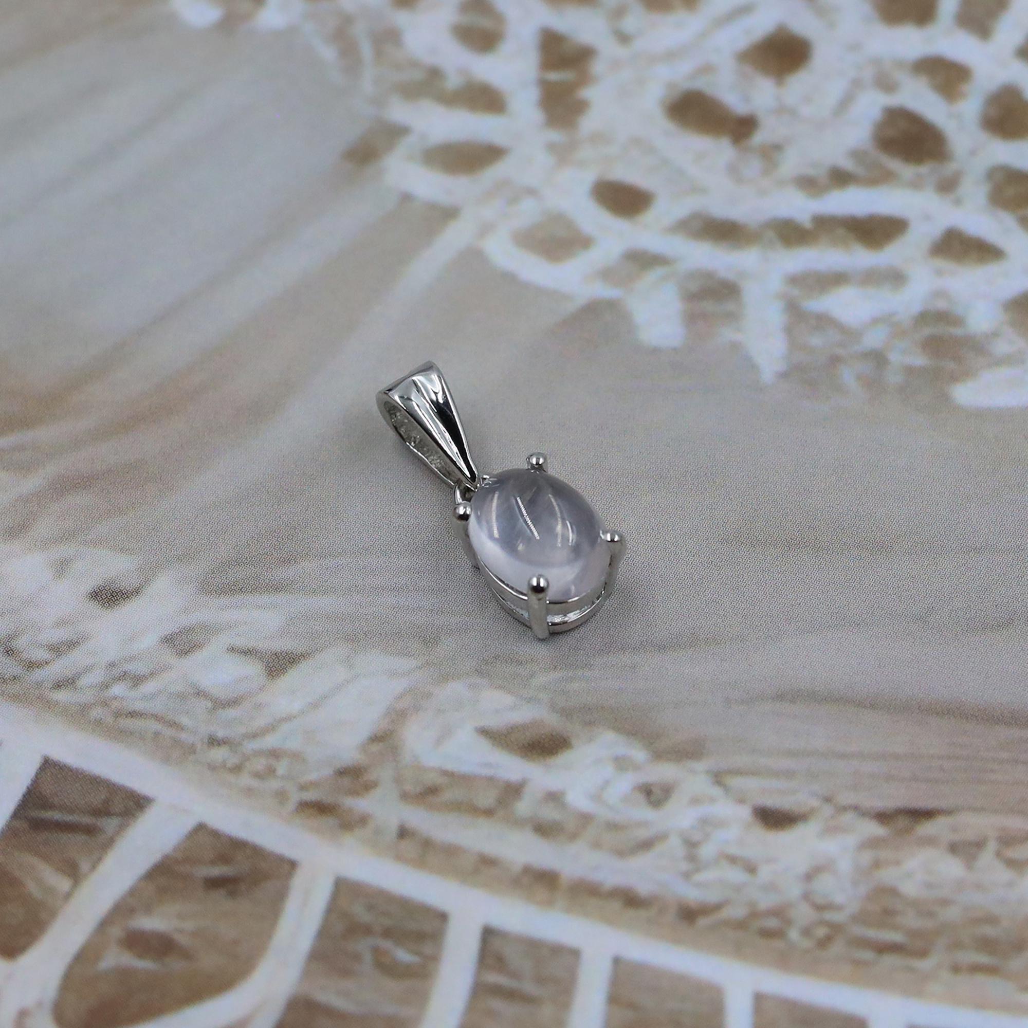 Vintage Rose Quartz Cabochon Pendant: 925 Sterling Silver, Bohemian Jewelry