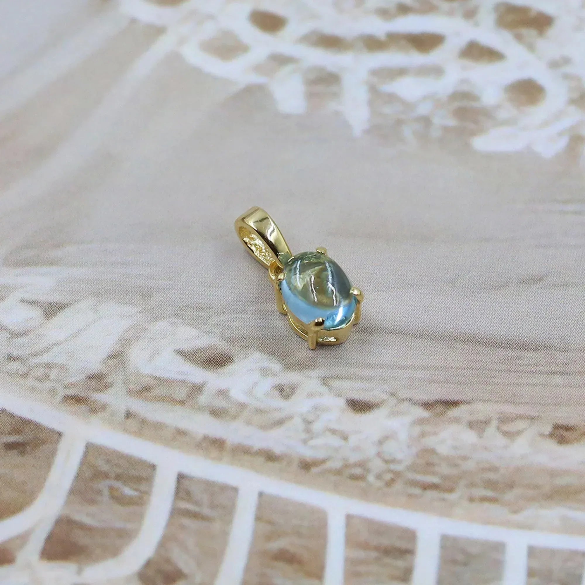 Swiss Blue Topaz Pendant: Oval Sterling Silver December Birthstone