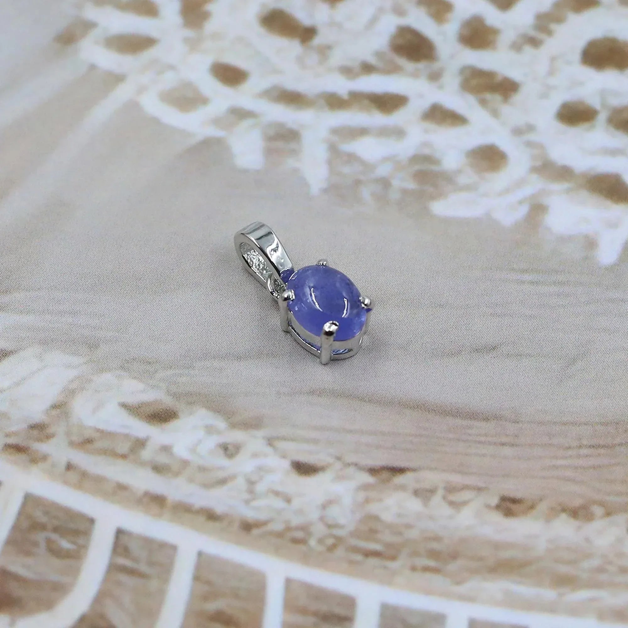Blue Tanzanite Silver Pendant: 925 Minimalist Necklace
