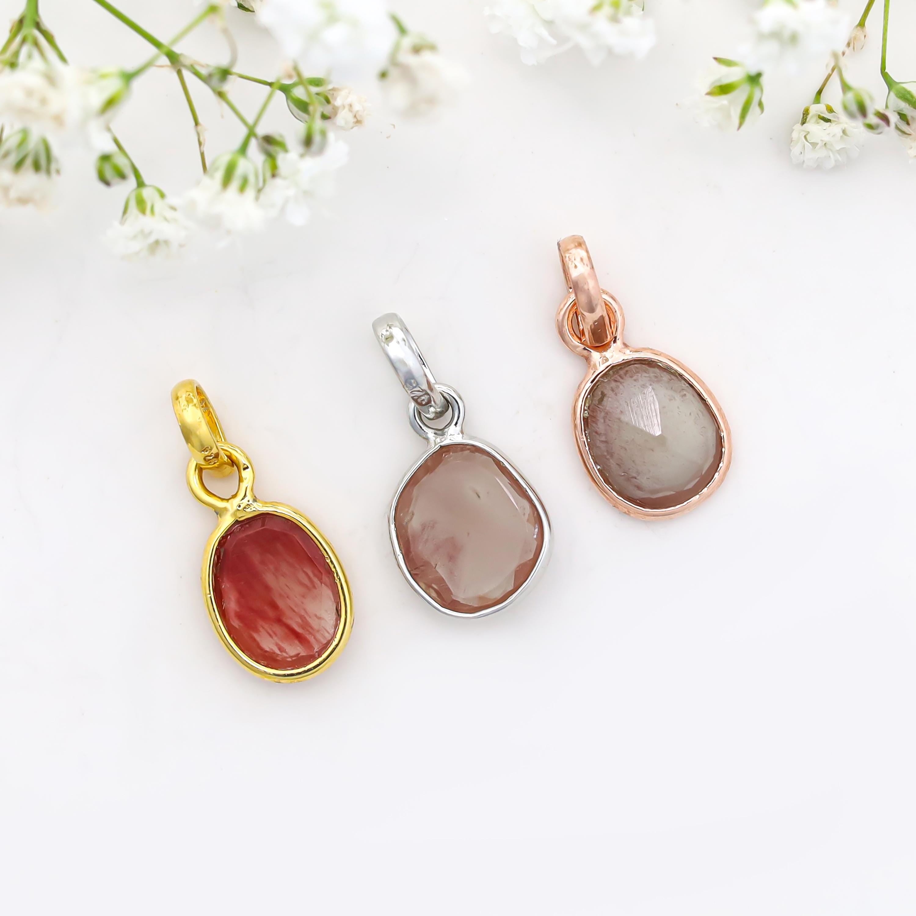 Rose Cut Andesine Pendant: 925 Sterling Silver, Handmade Gemstone Jewelry