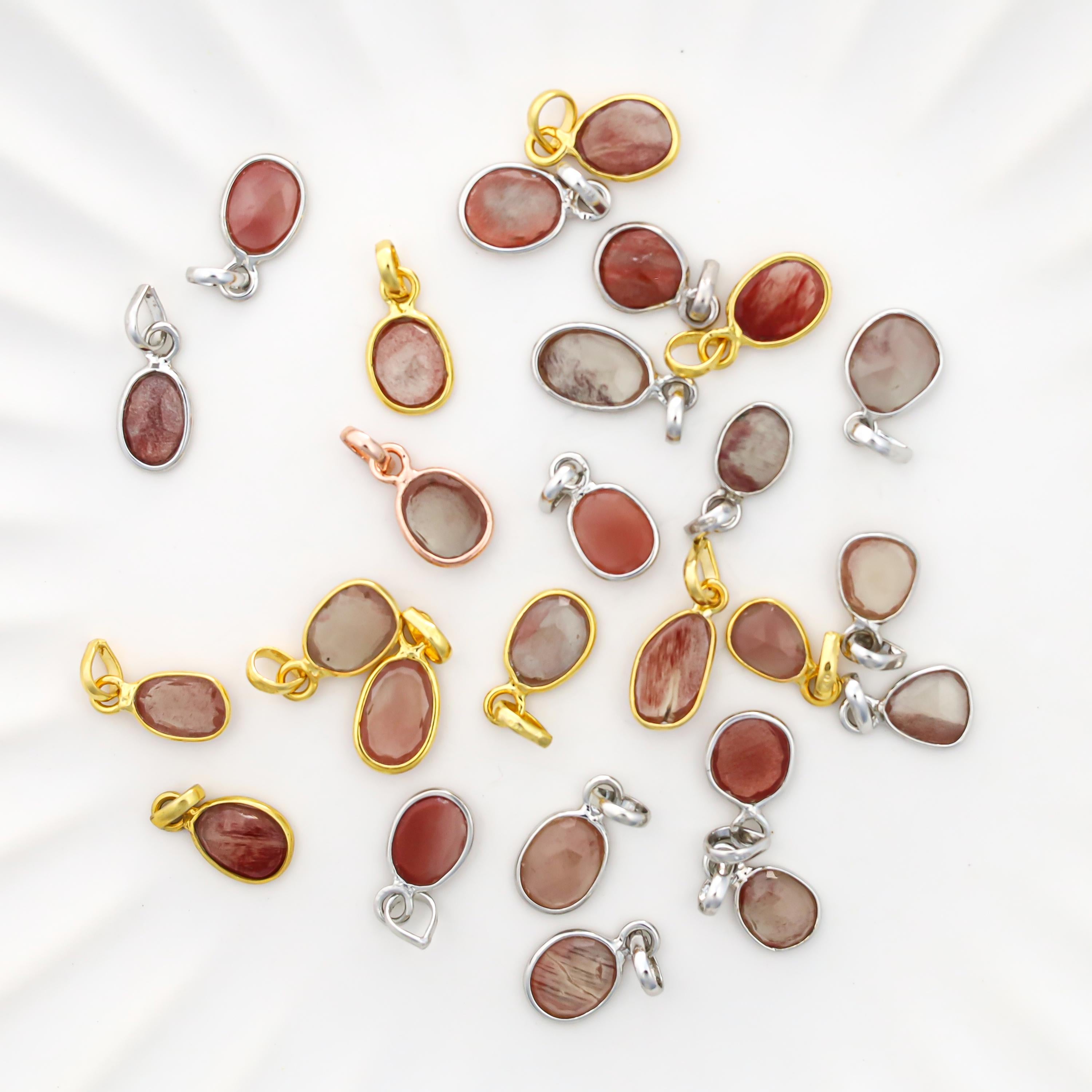 Rose Cut Andesine Pendant: 925 Sterling Silver, Handmade Gemstone Jewelry